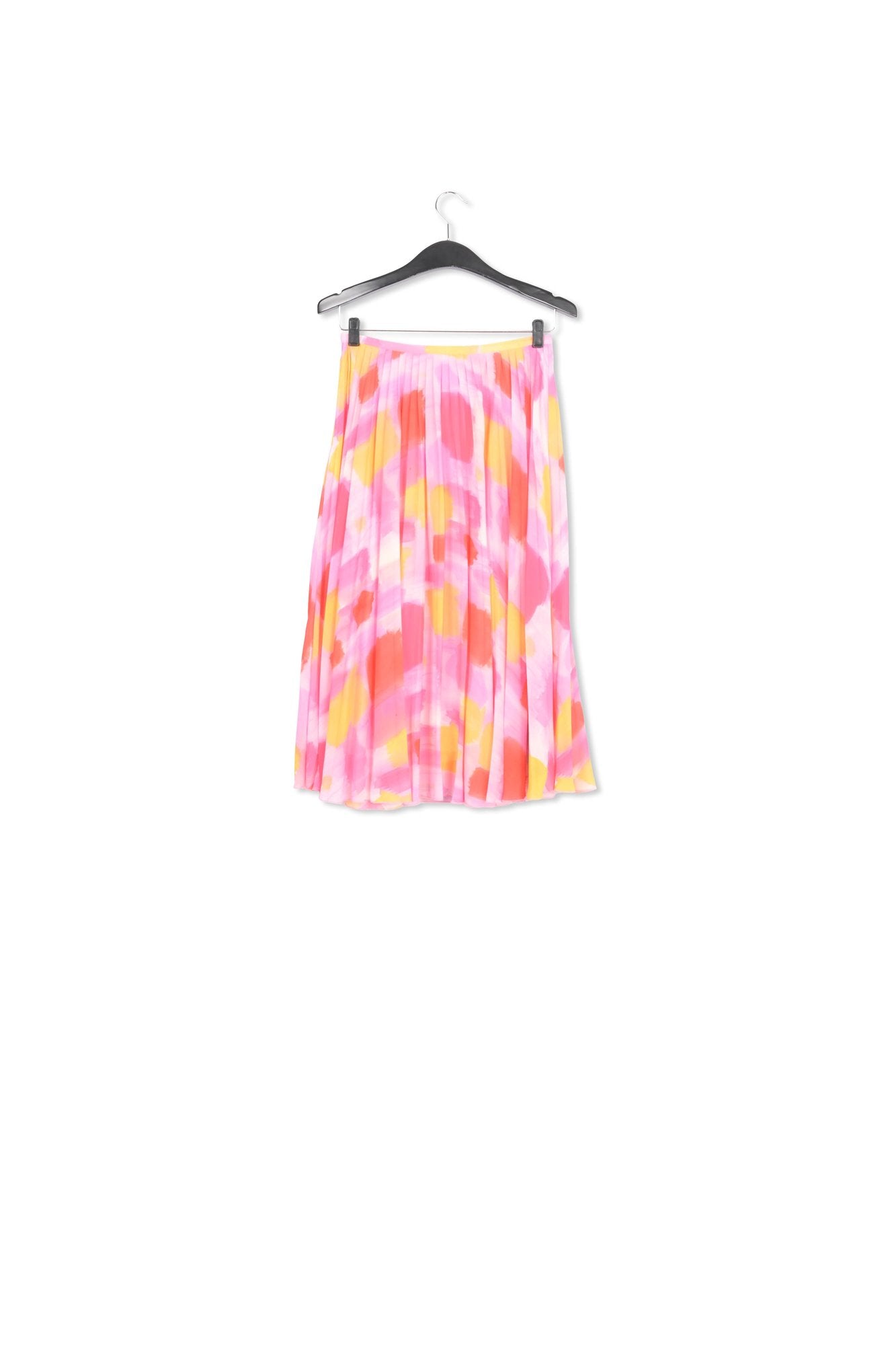 Pink and yellow plissé midi skirt RE—SSENTIEL | Essentiel second hand