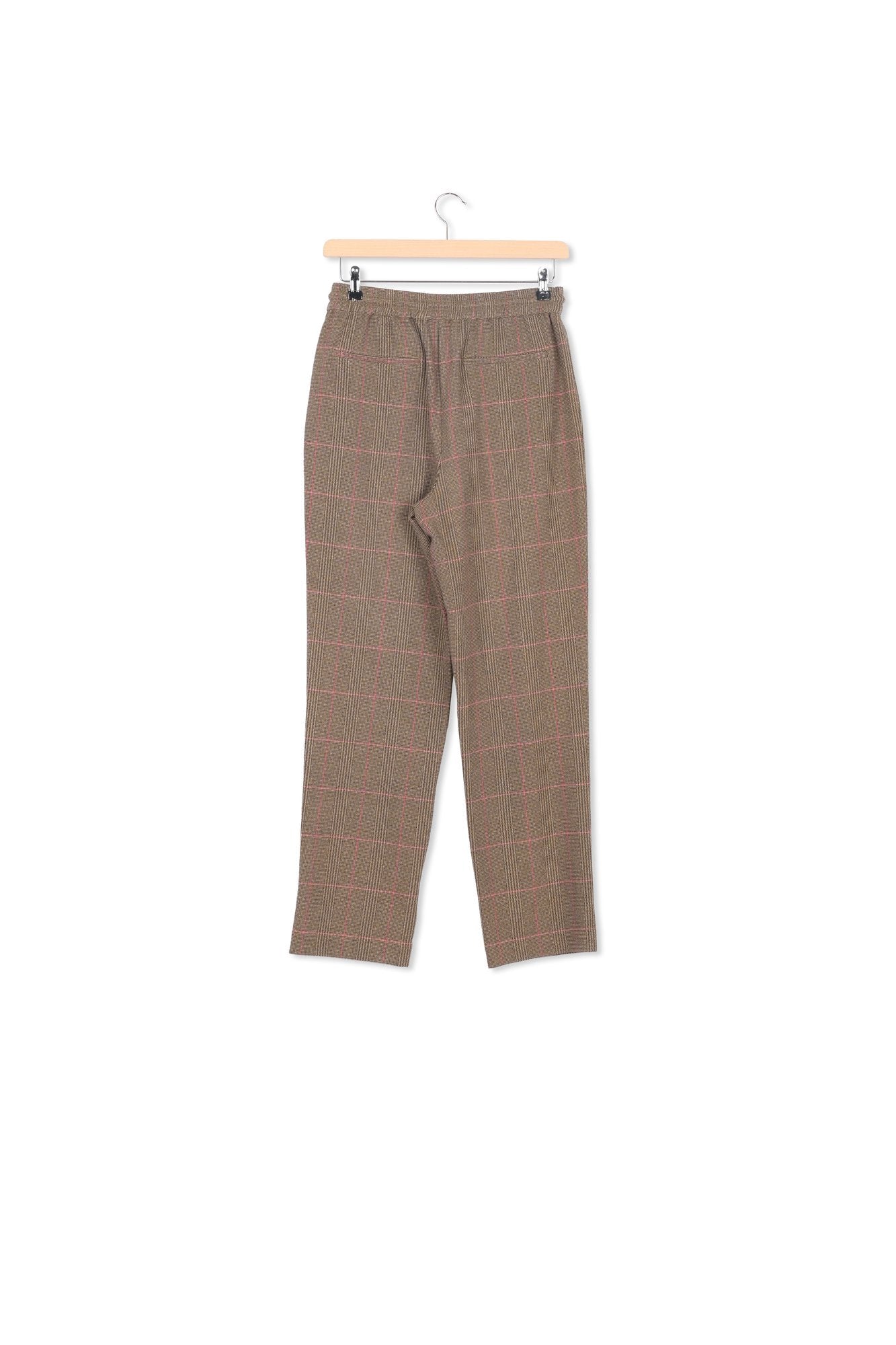 Brown pants with black and blue check motif RE—SSENTIEL | Essentiel second hand