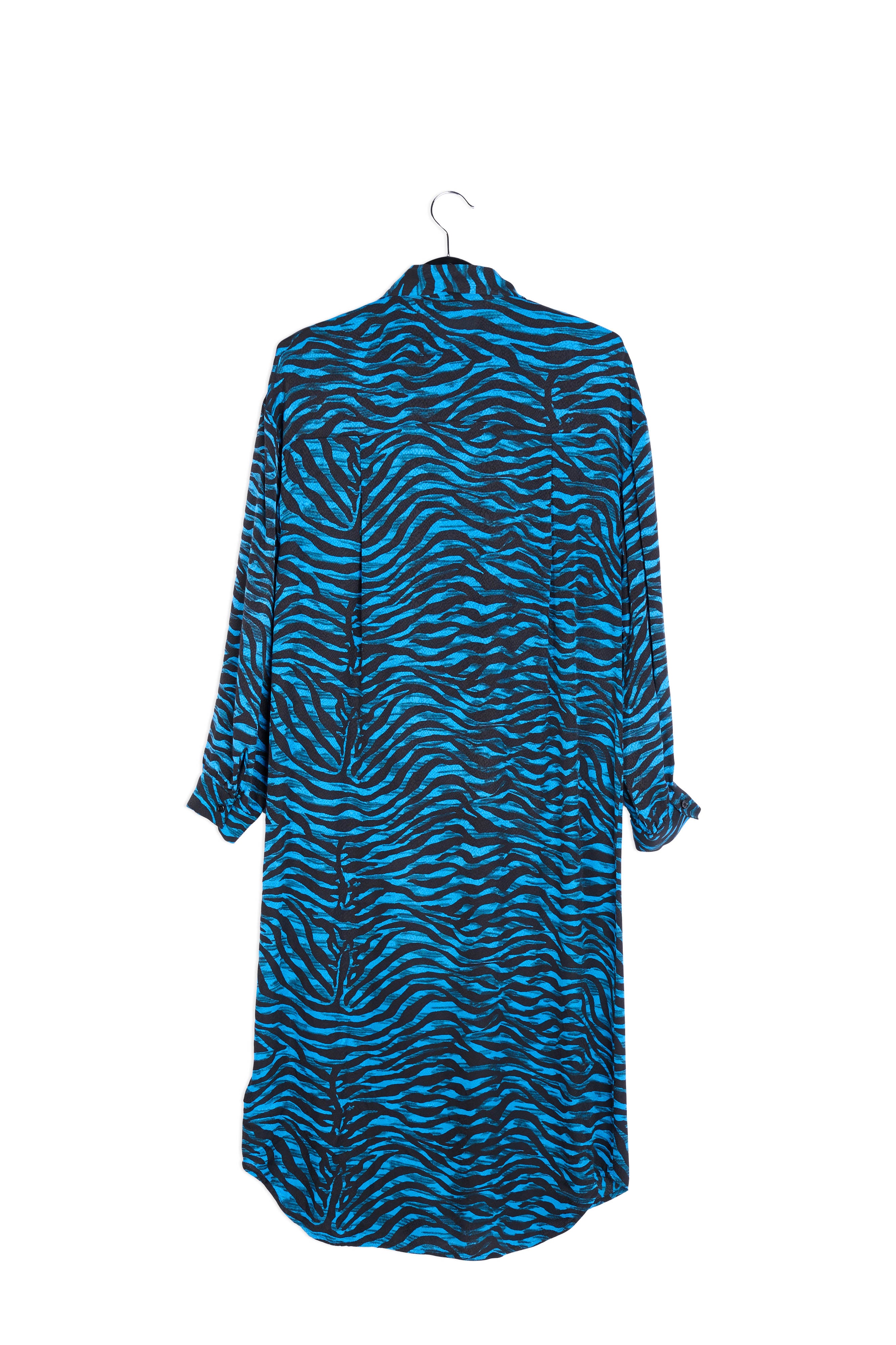 Black and blue zebra print midi shirt dress RE—SSENTIEL | Essentiel second hand