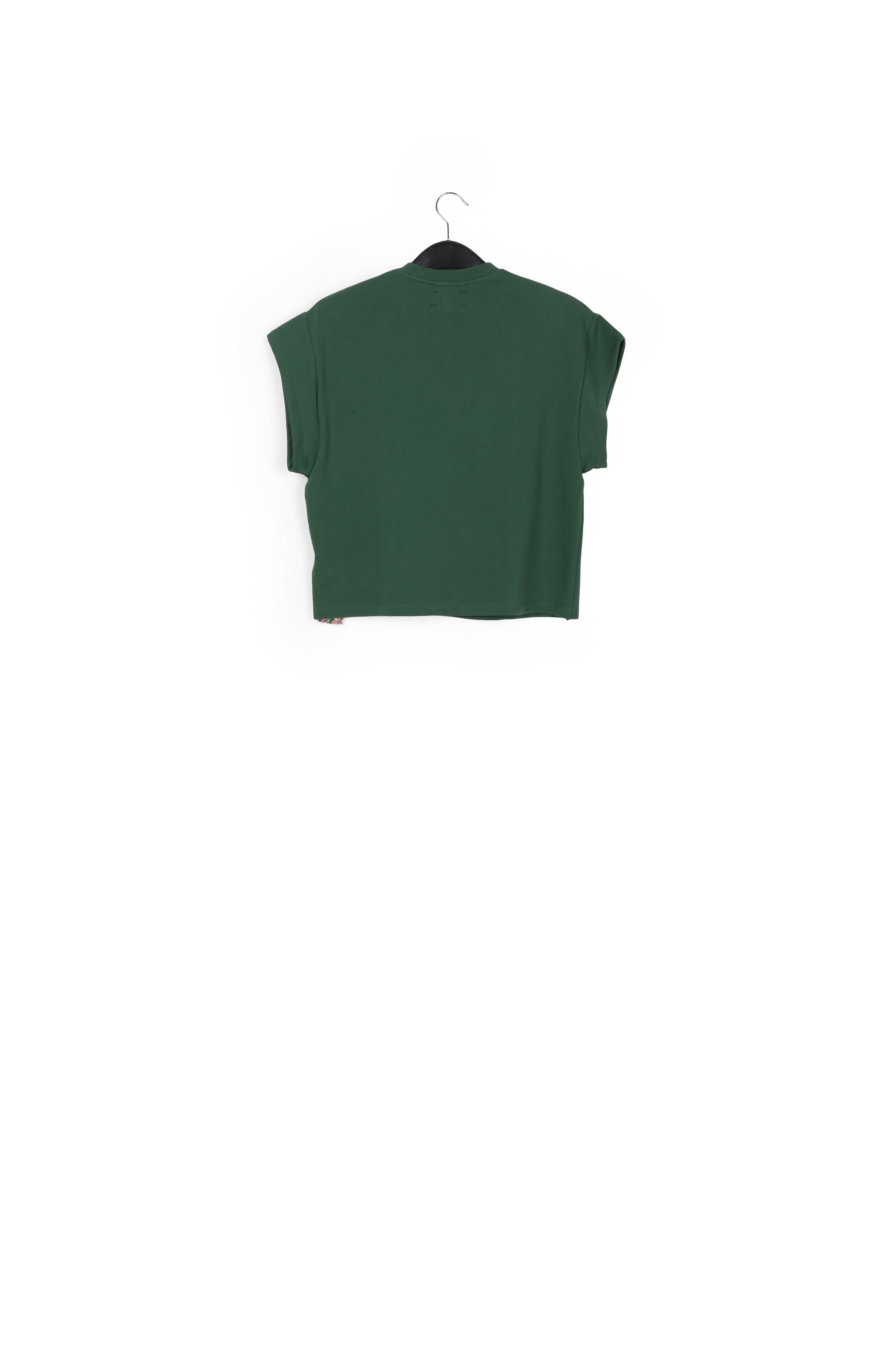 Sweatshirt vert foncé à manches courtes et paillettes RE—SSENTIEL | Essentiel second hand