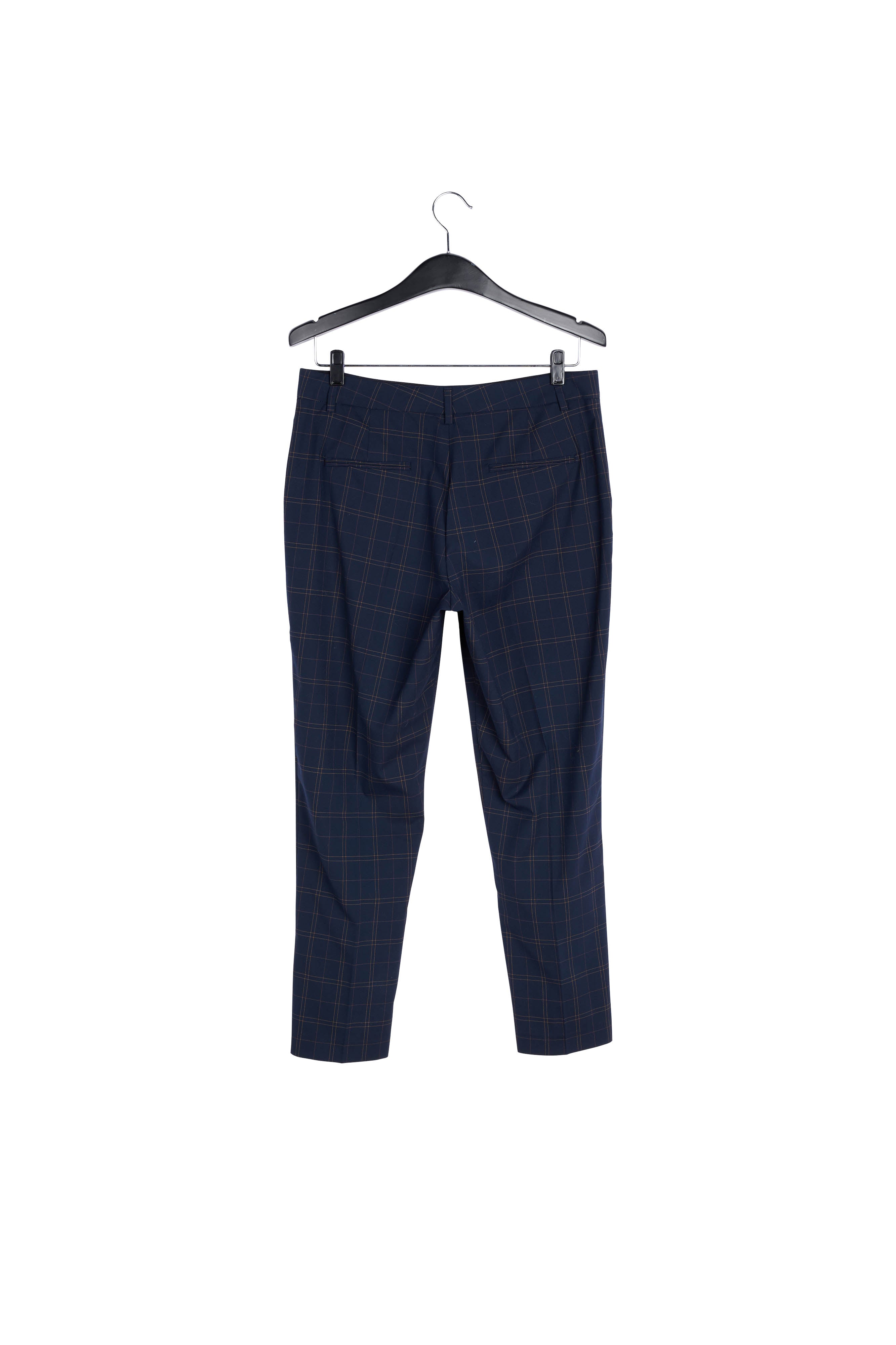 Donkerblauwe geklede broek met ruitjes RE—SSENTIEL | Essentiel second hand