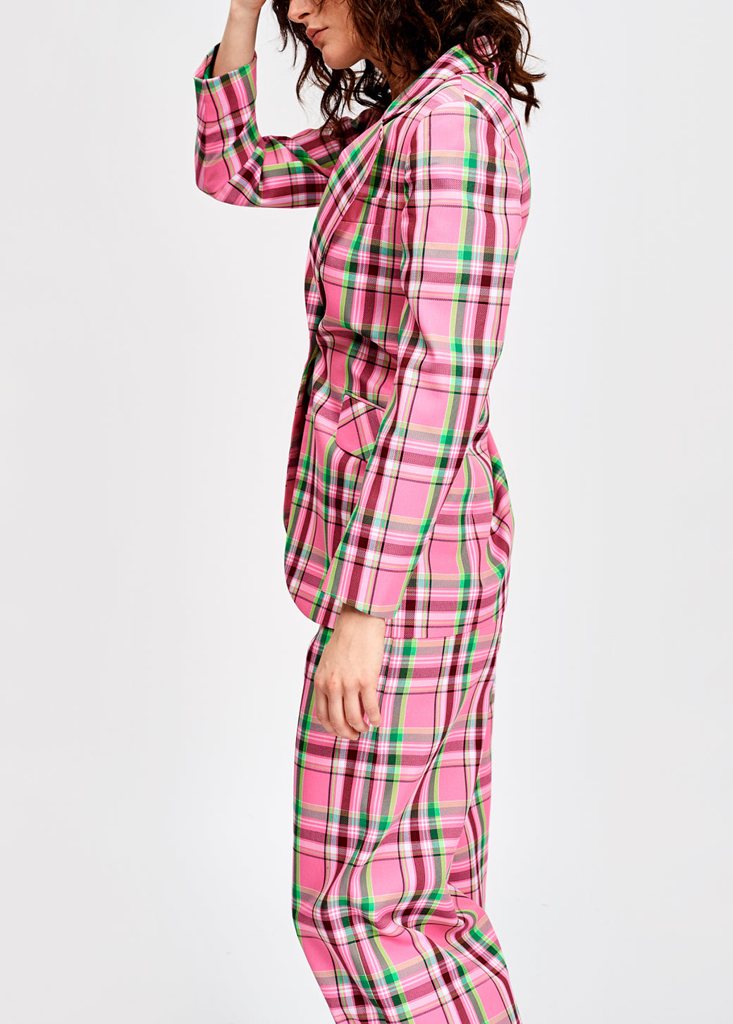 Pink plaid pattern blazer RE—SSENTIEL | Essentiel second hand