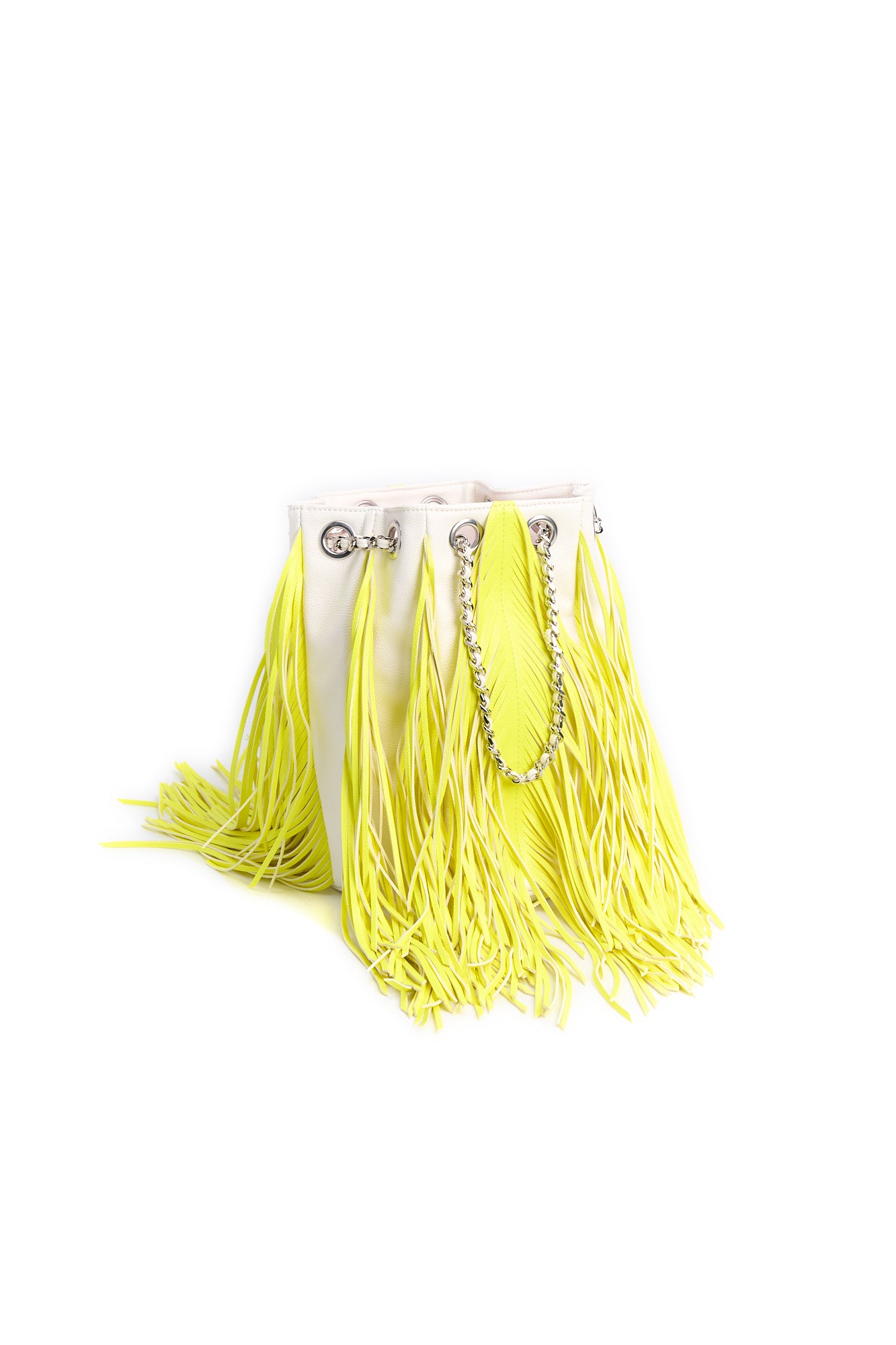 White bucket bag with yellow fringe RE—SSENTIEL | Essentiel second hand