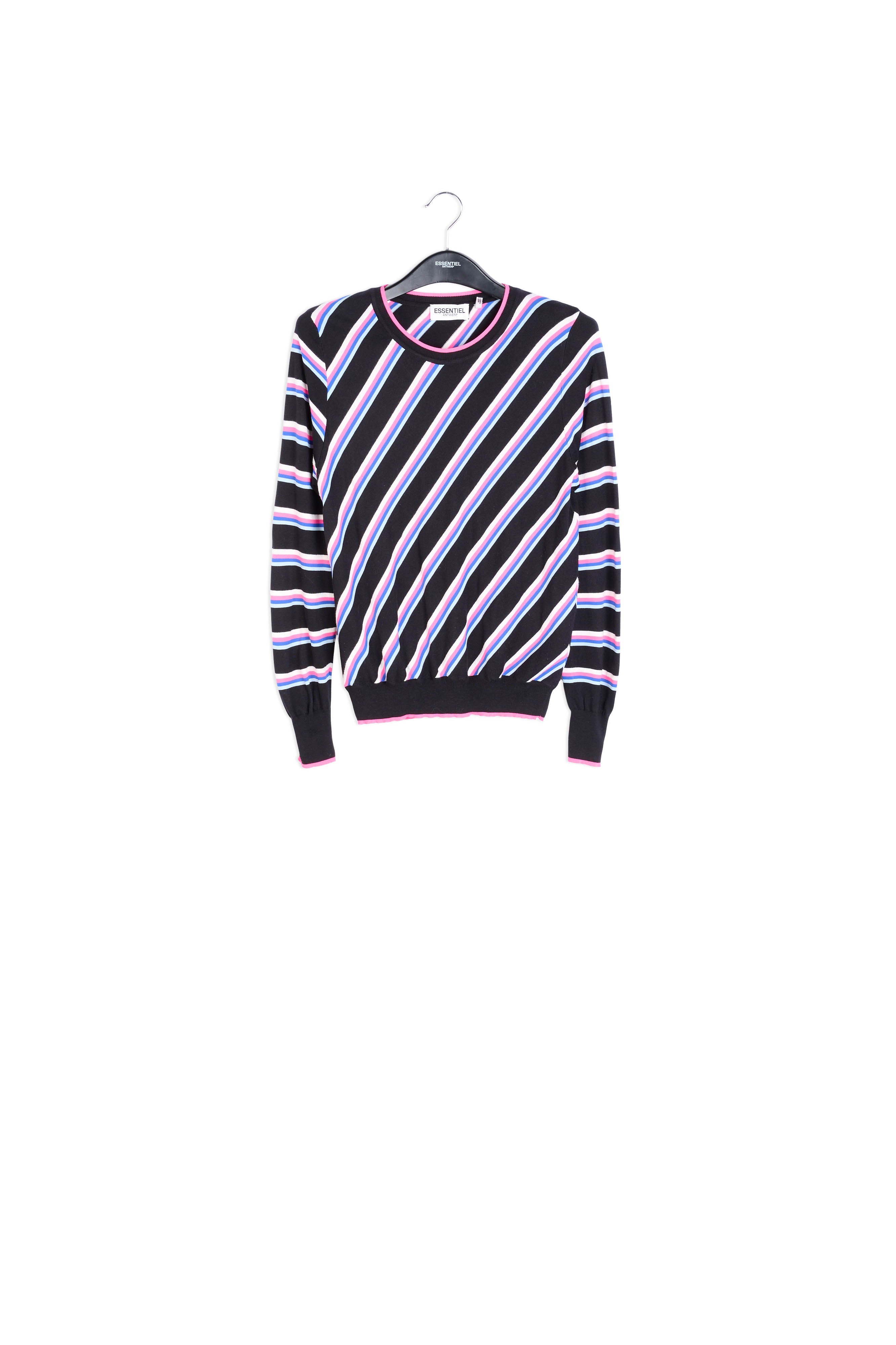 Black sweater with neon stripes RE—SSENTIEL | Essentiel second hand