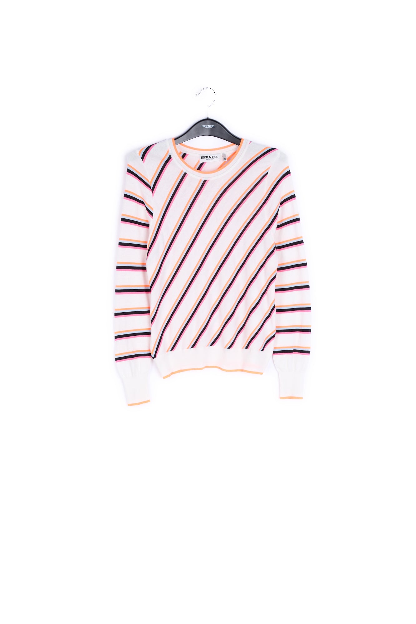 Off-white sweater with neon stripes RE—SSENTIEL | Essentiel second hand