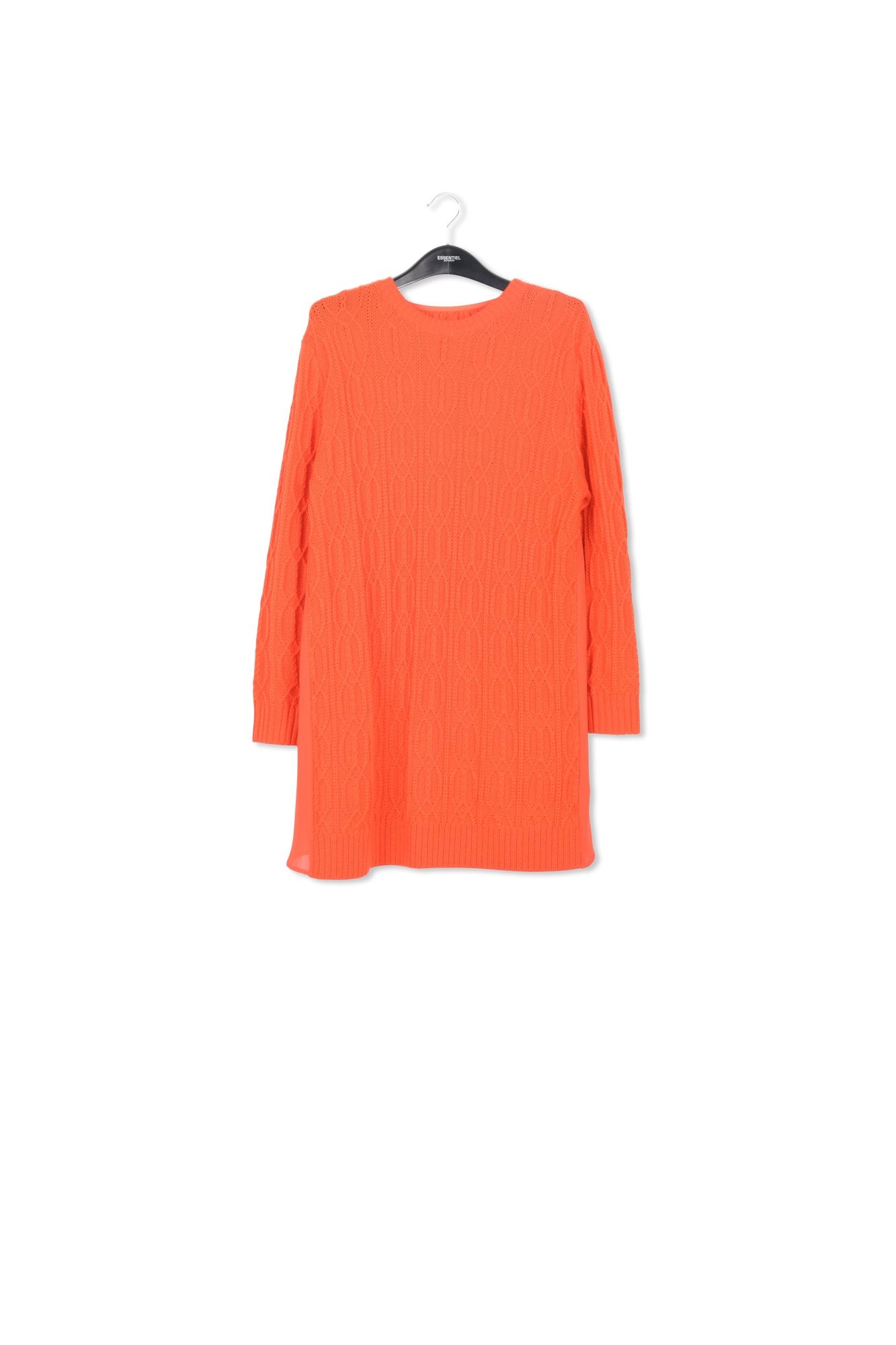 Orange cable-knitted dress with fabric back panel RE—SSENTIEL | Essentiel second hand