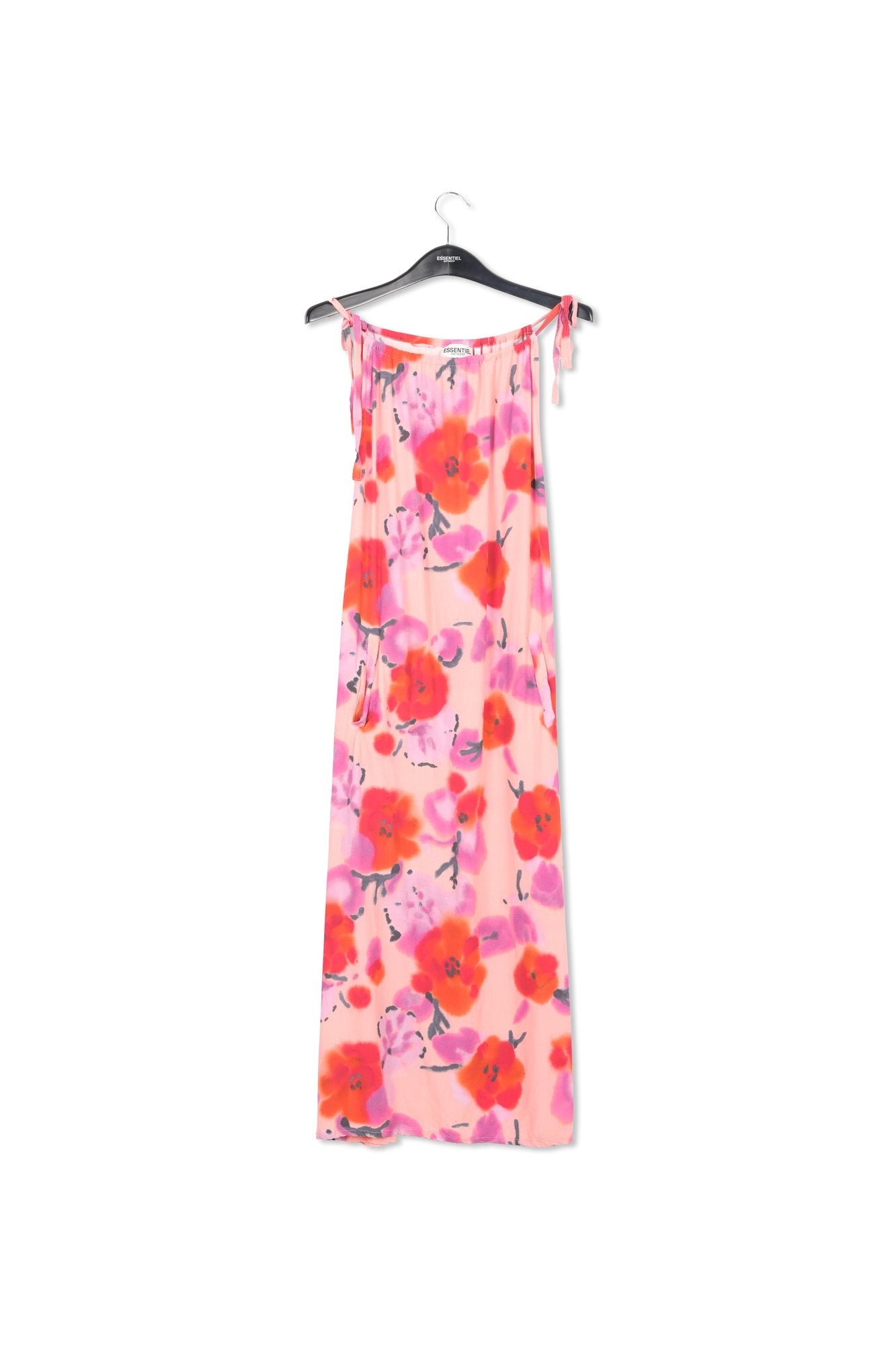 Maxi robe rose clair, rouge et pourpre à encolure américaine RE—SSENTIEL | Essentiel second hand