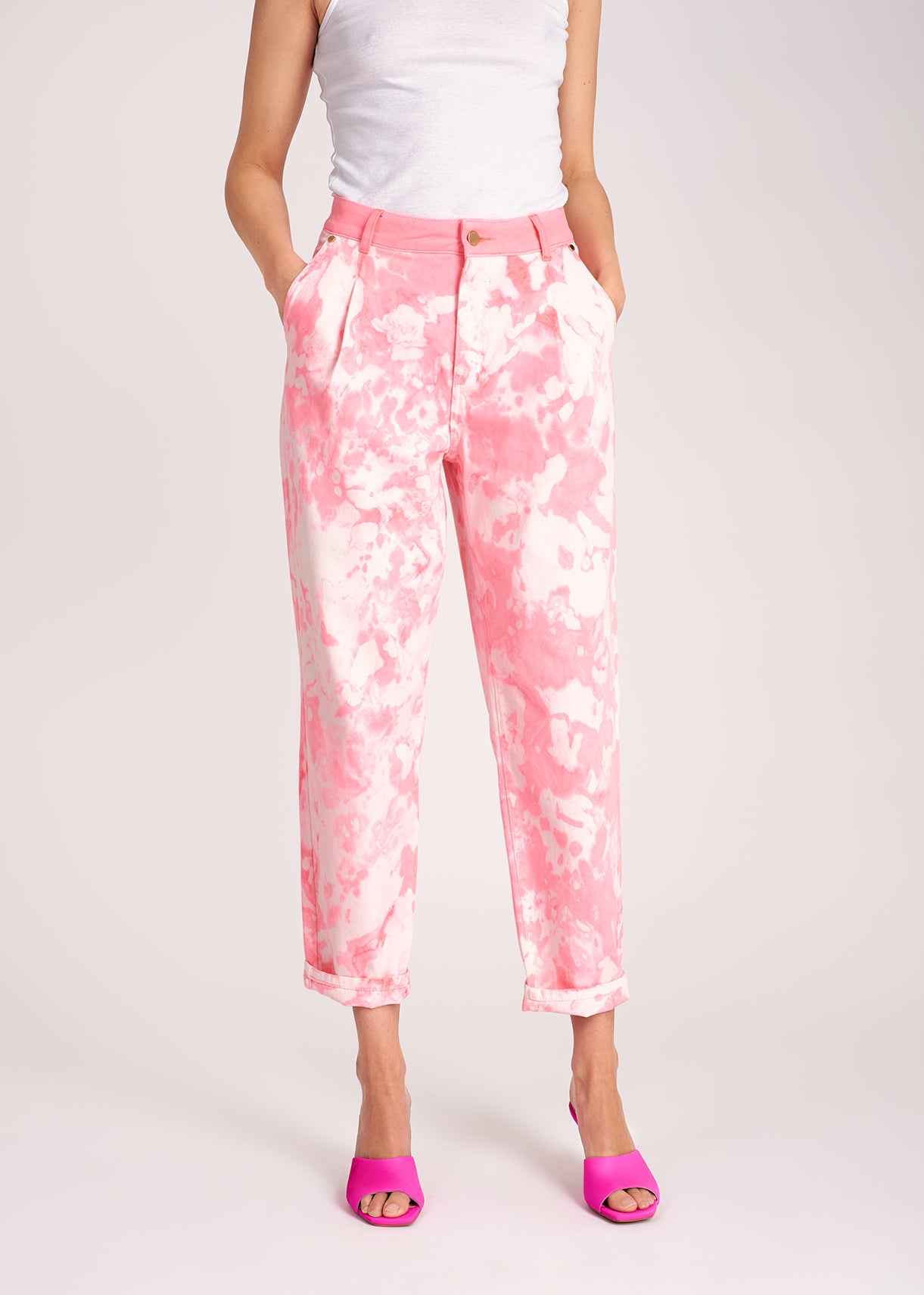 Pink and off-white tie-dyed jeans RE—SSENTIEL | Essentiel second hand
