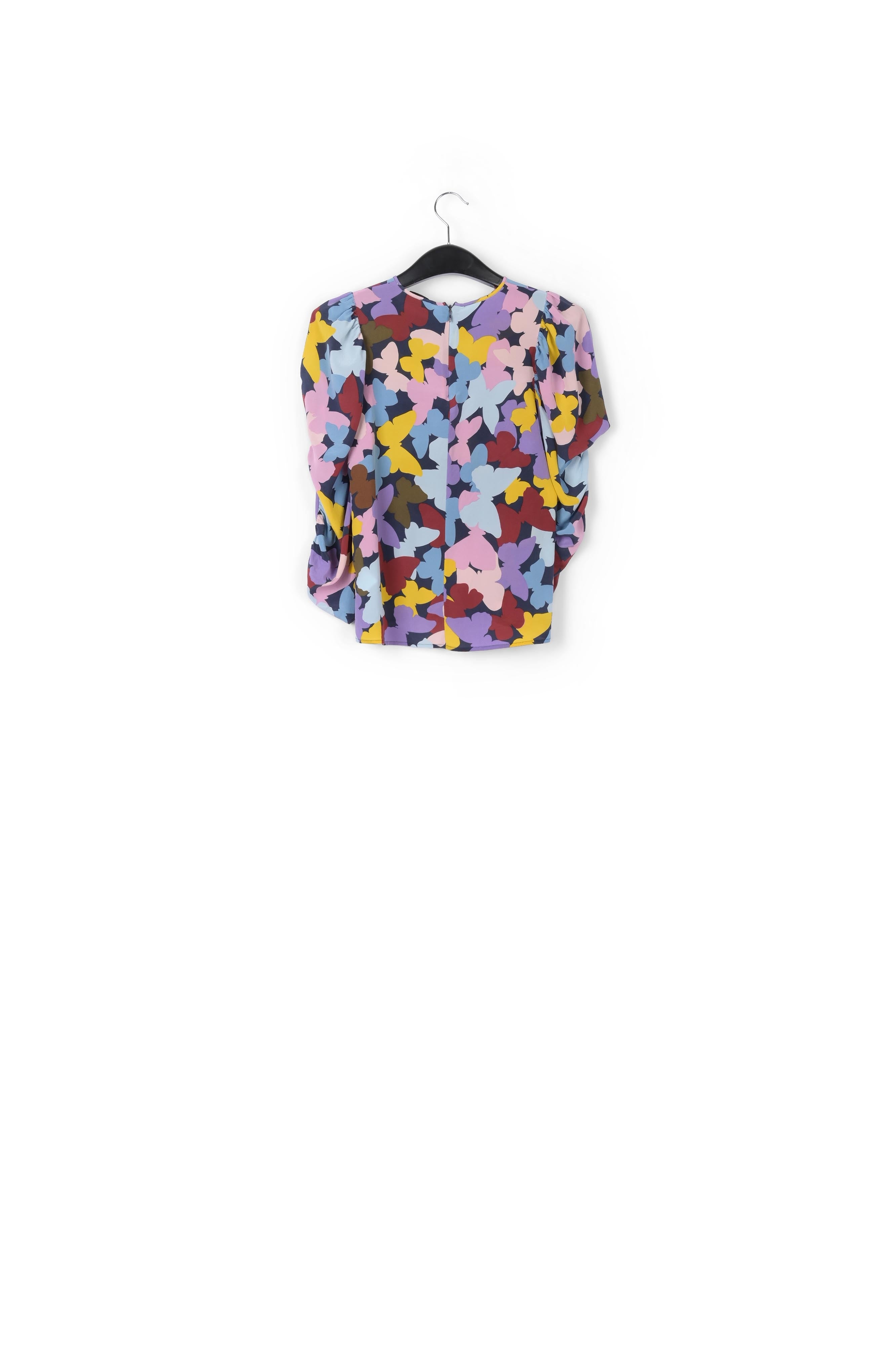Dark blue silk butterfly print top RE—SSENTIEL | Essentiel second hand