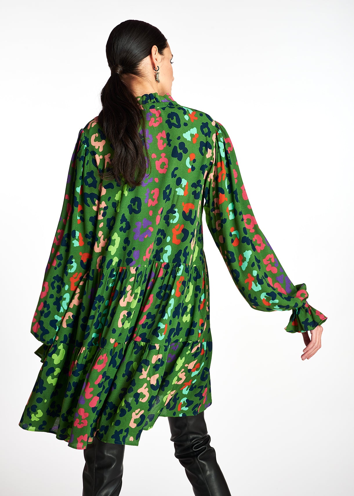 Green leopard print mini dress RE—SSENTIEL | Essentiel second hand