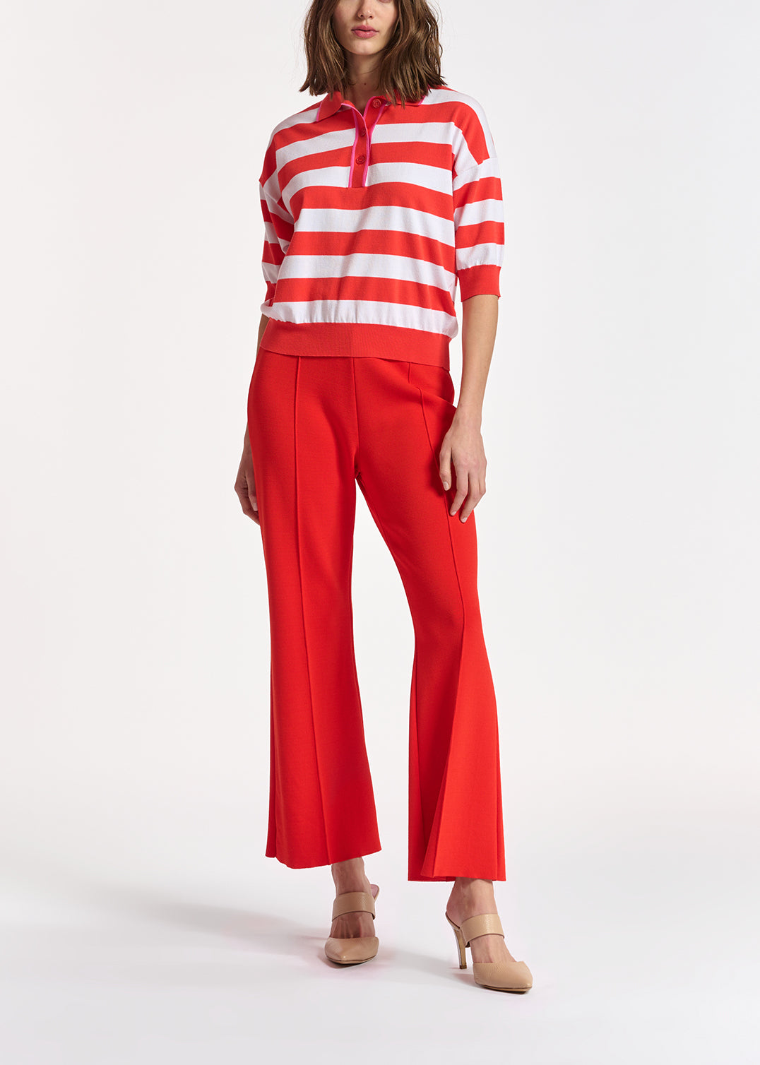 Red structured knit pants RE—SSENTIEL | Essentiel second hand