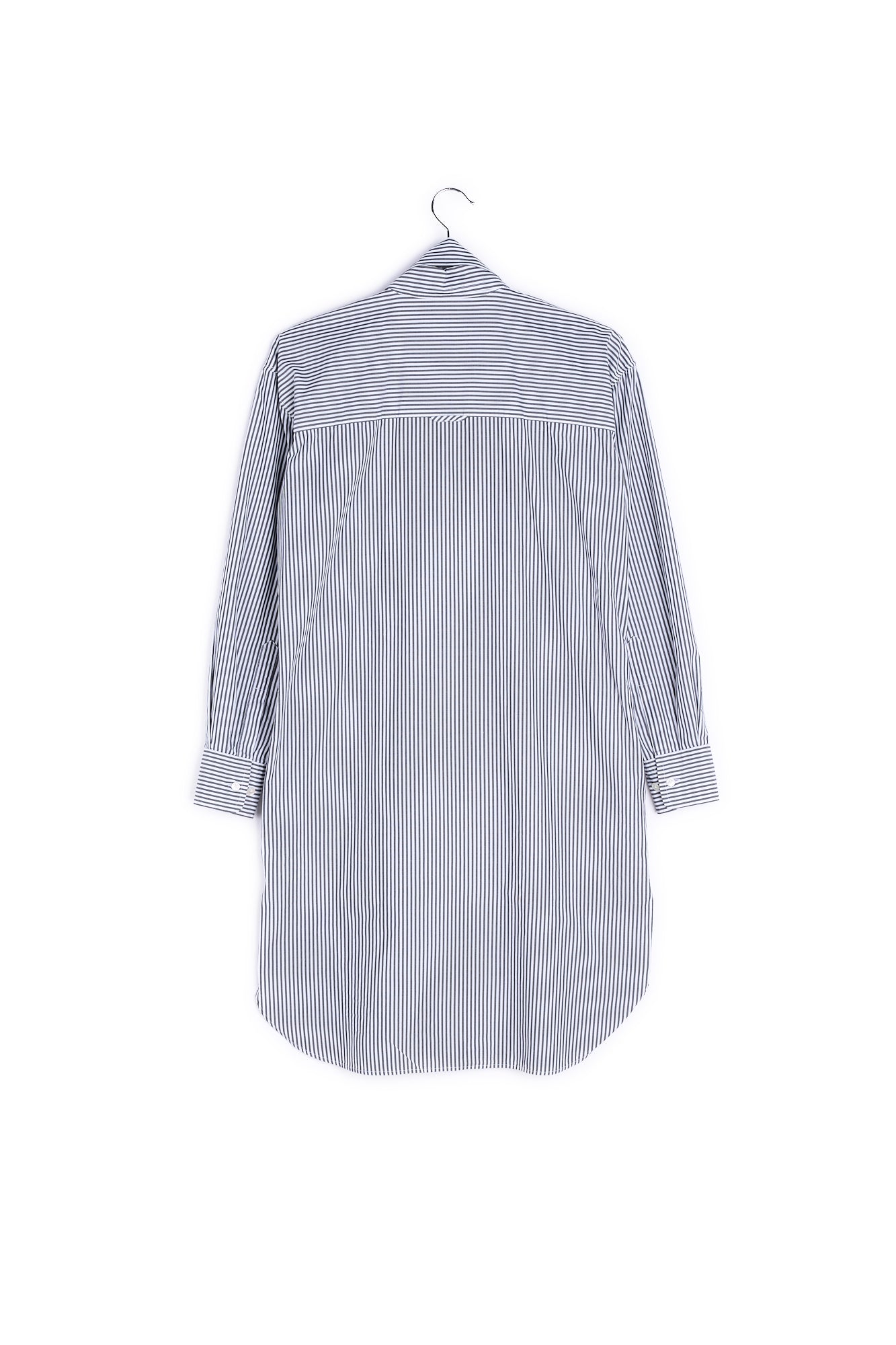Grey and off-white striped cotton shirt dress RE—SSENTIEL | Essentiel second hand