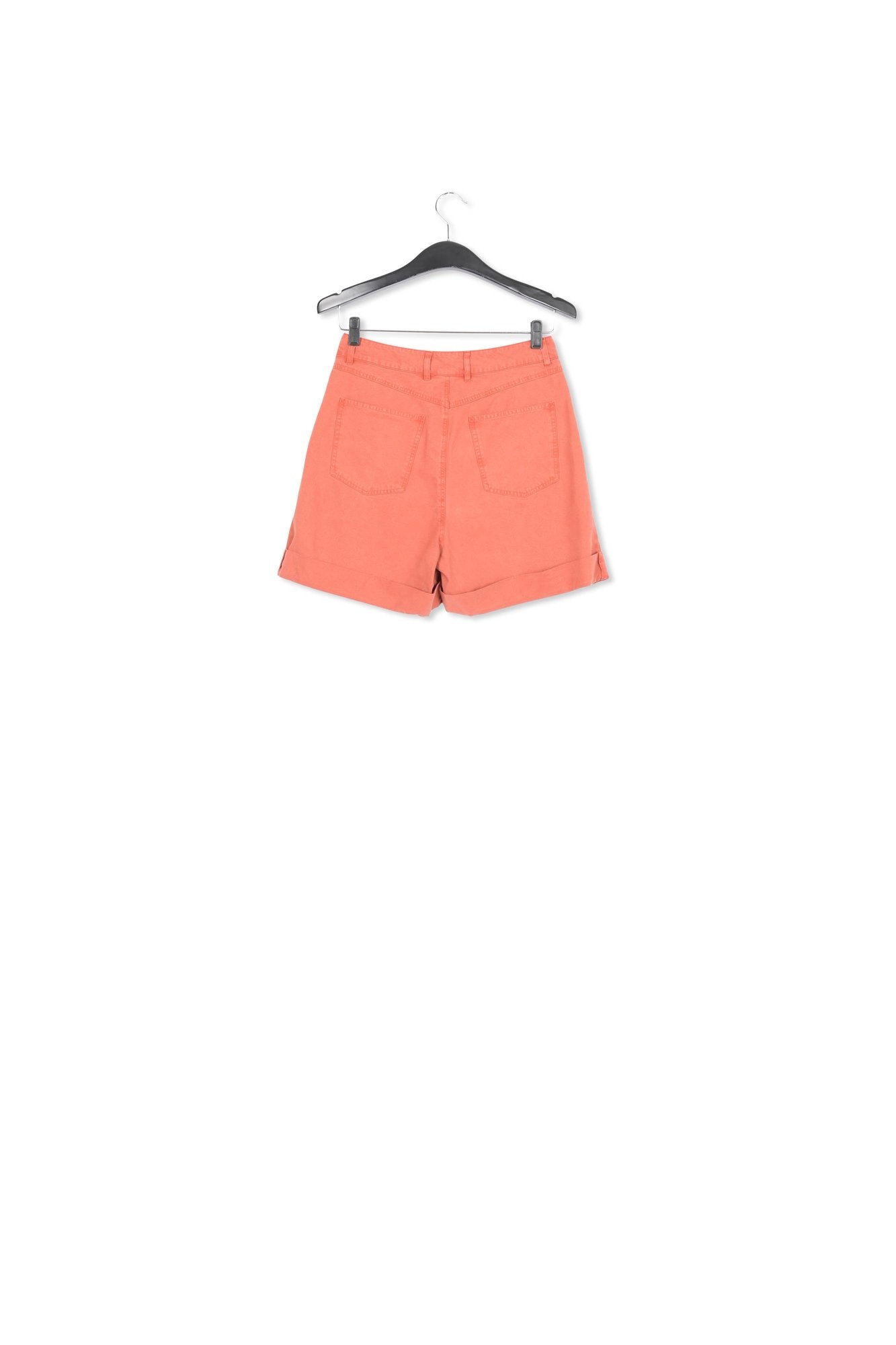 Dark orange high-rise loose-fit denim shorts RE—SSENTIEL | Essentiel second hand