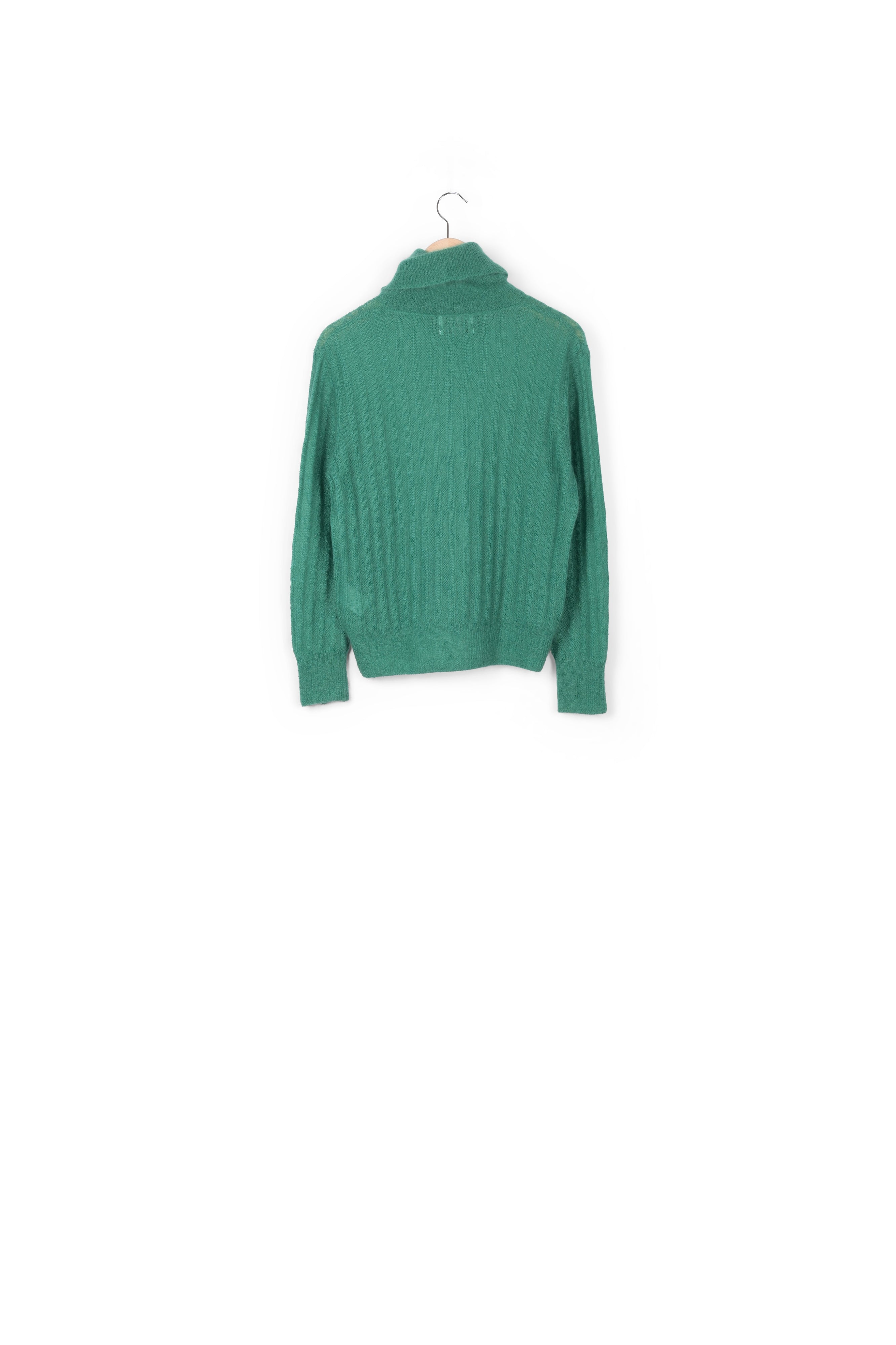 Pull à col roulé en tricot torsadé vert foncé RE—SSENTIEL | Essentiel second hand