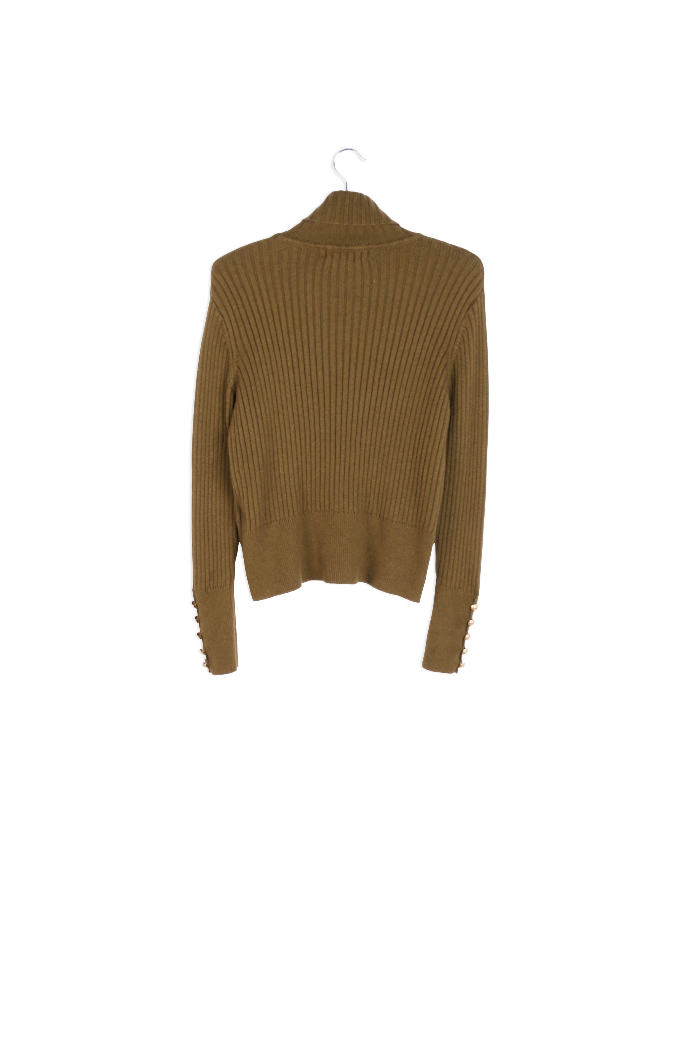 Army green cotton and wool-blend turtleneck sweater RE—SSENTIEL | Essentiel second hand