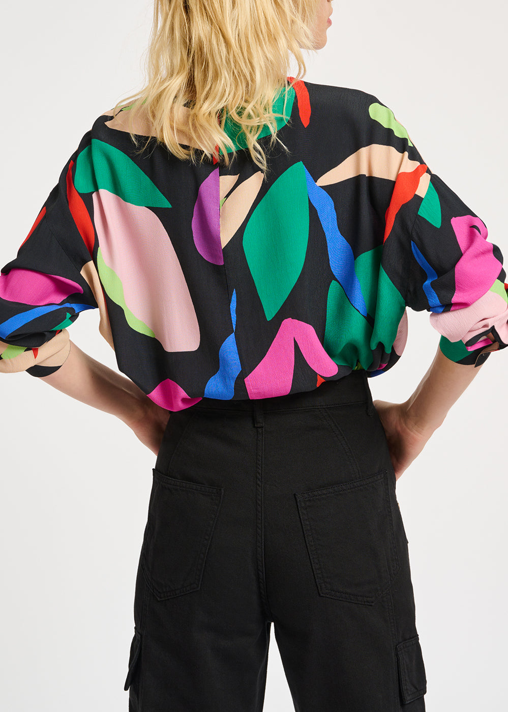 Black graphic-print top RE—SSENTIEL | Essentiel second hand