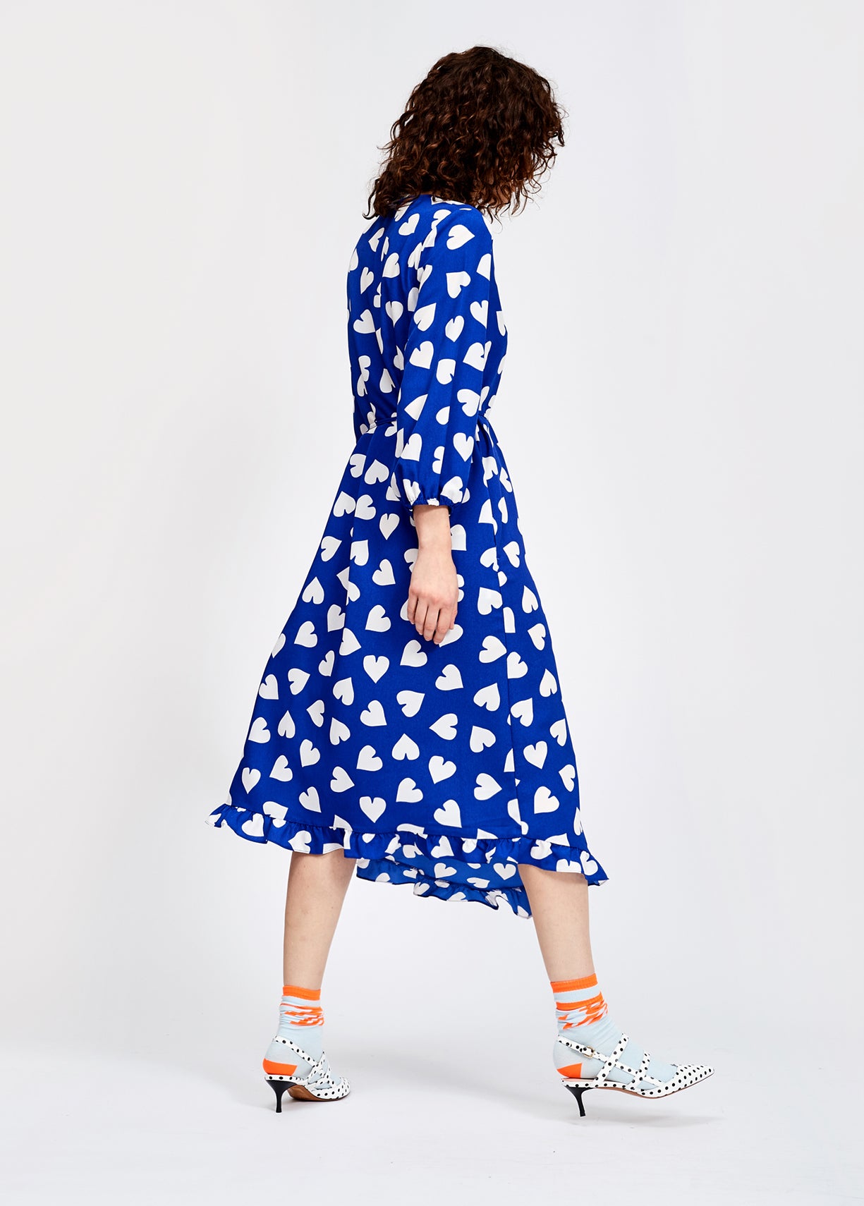 Blue and white heart print a-line dress RE—SSENTIEL | Essentiel second hand