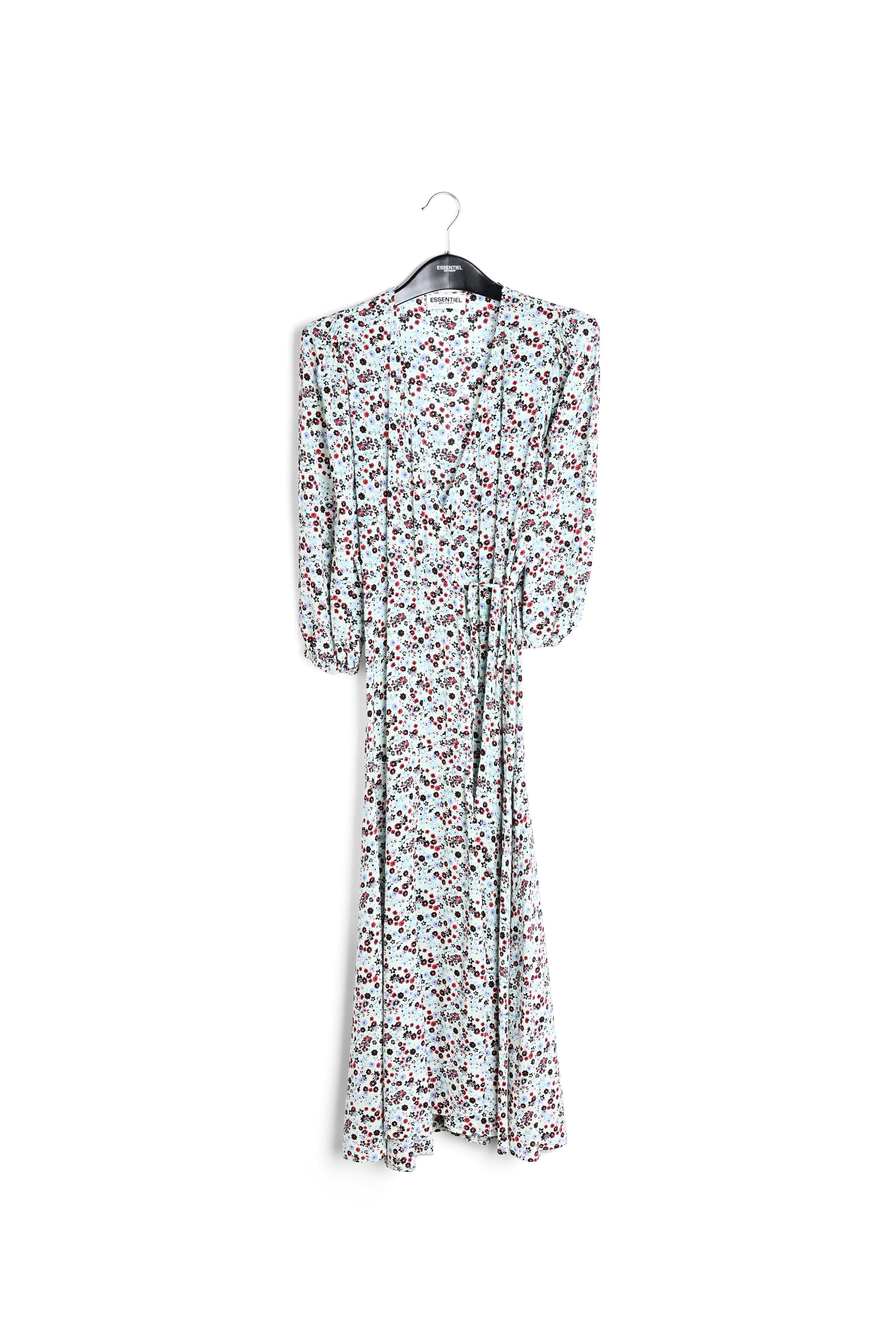 Mint green floral-print wrap maxi dress RE—SSENTIEL | Essentiel second hand