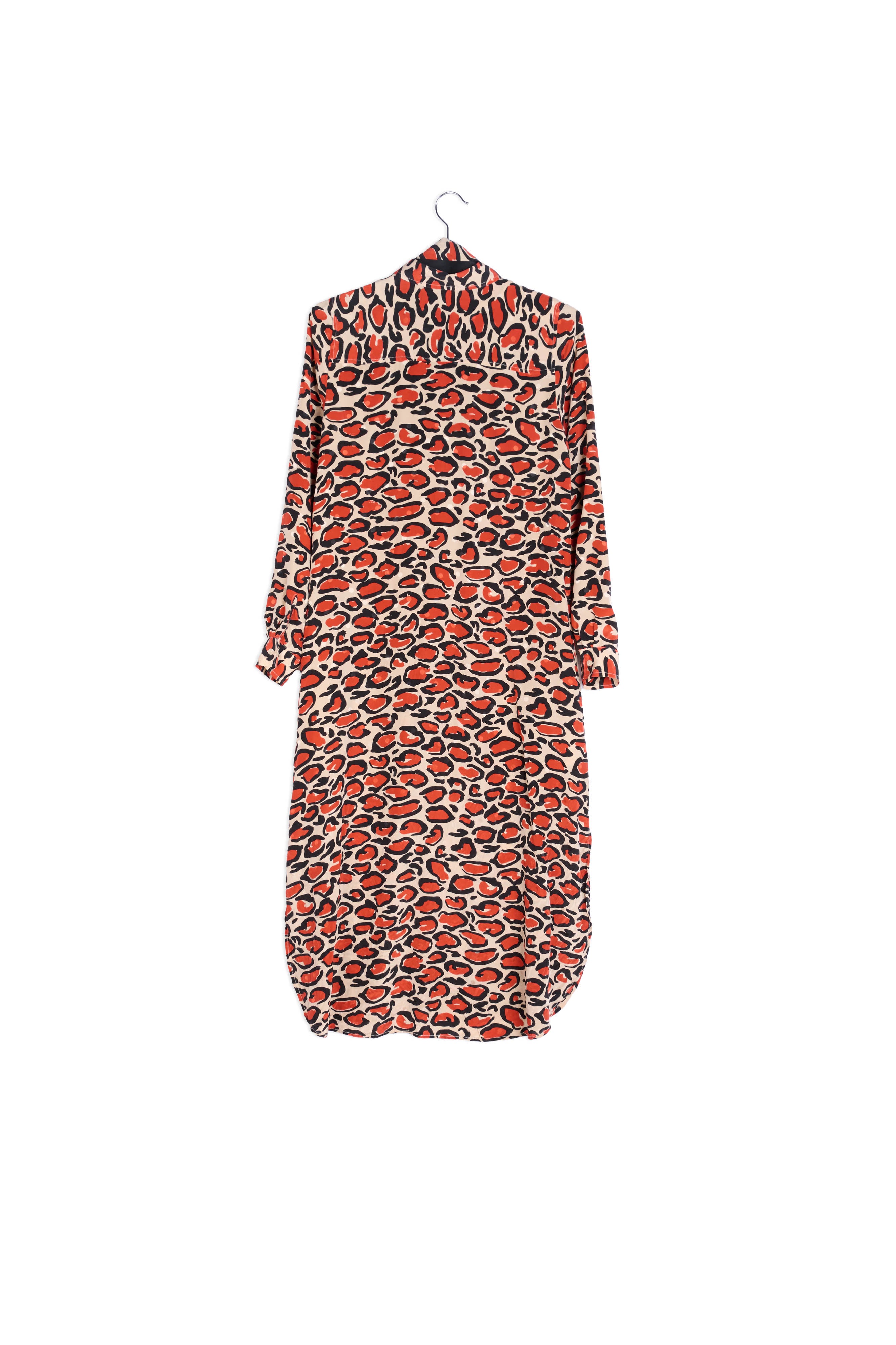 Gebroken witte zijden hemdjurk met luipaardprint RE—SSENTIEL | Essentiel second hand