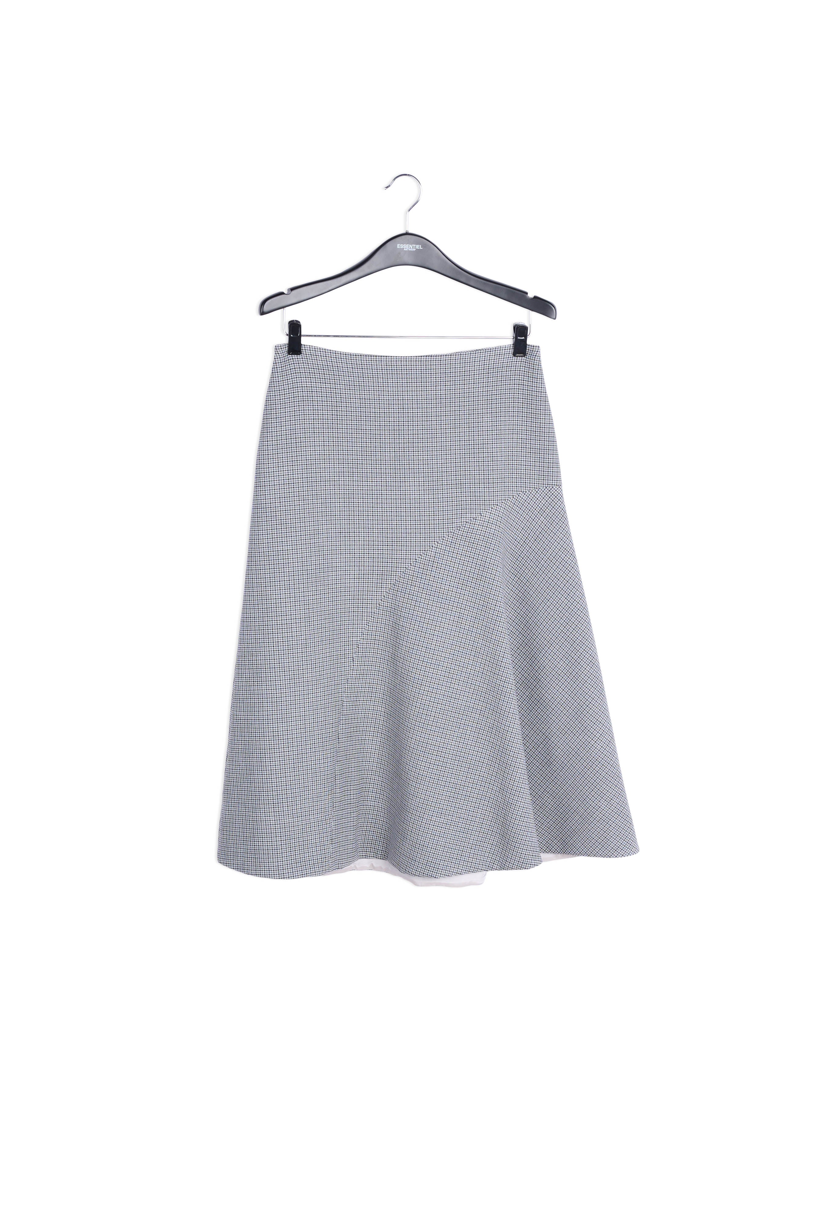 Jupe midi grise au motif pied-de-poule RE—SSENTIEL | Essentiel second hand