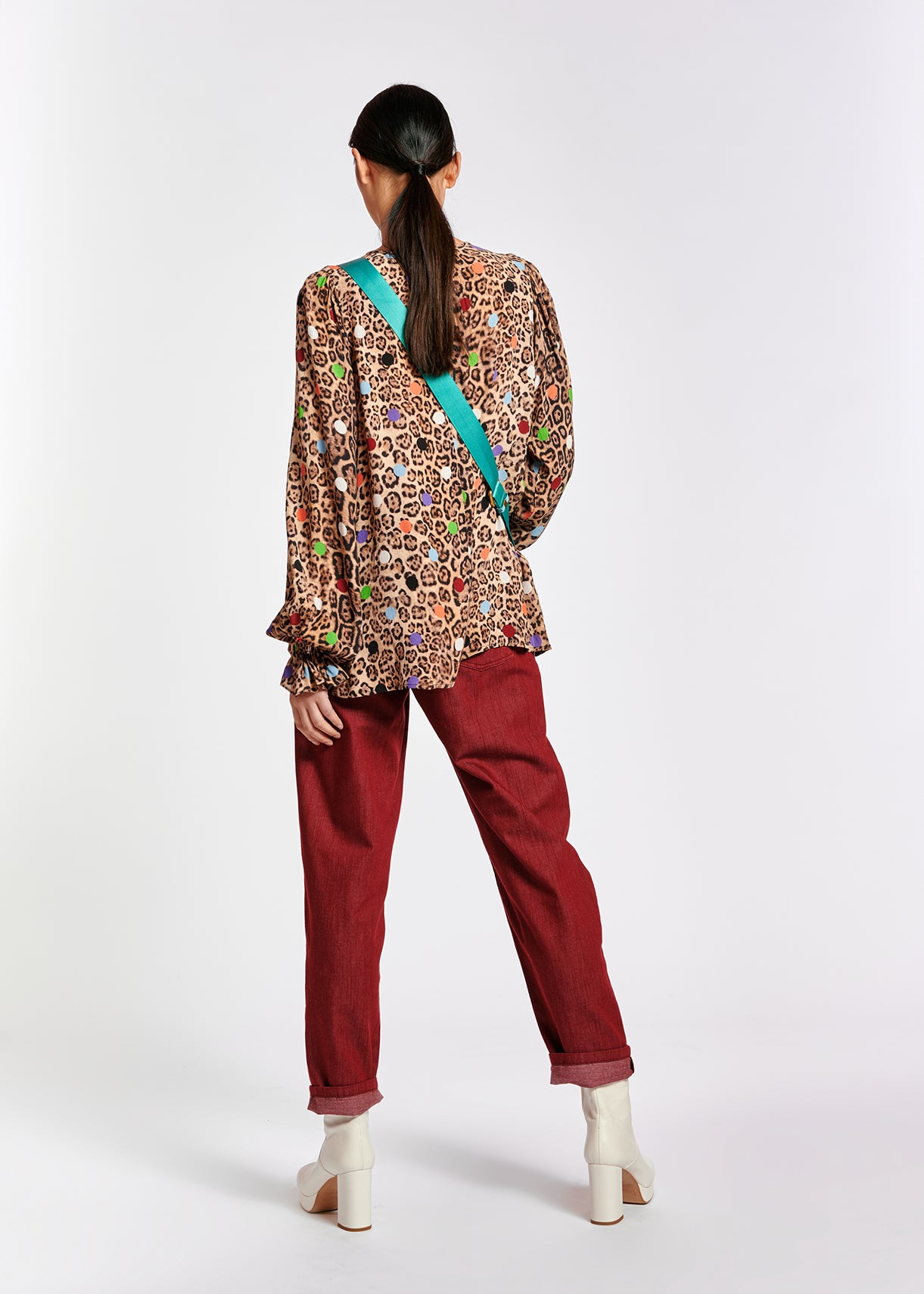 Burgundy loose-fit denim pants RE—SSENTIEL | Essentiel second hand