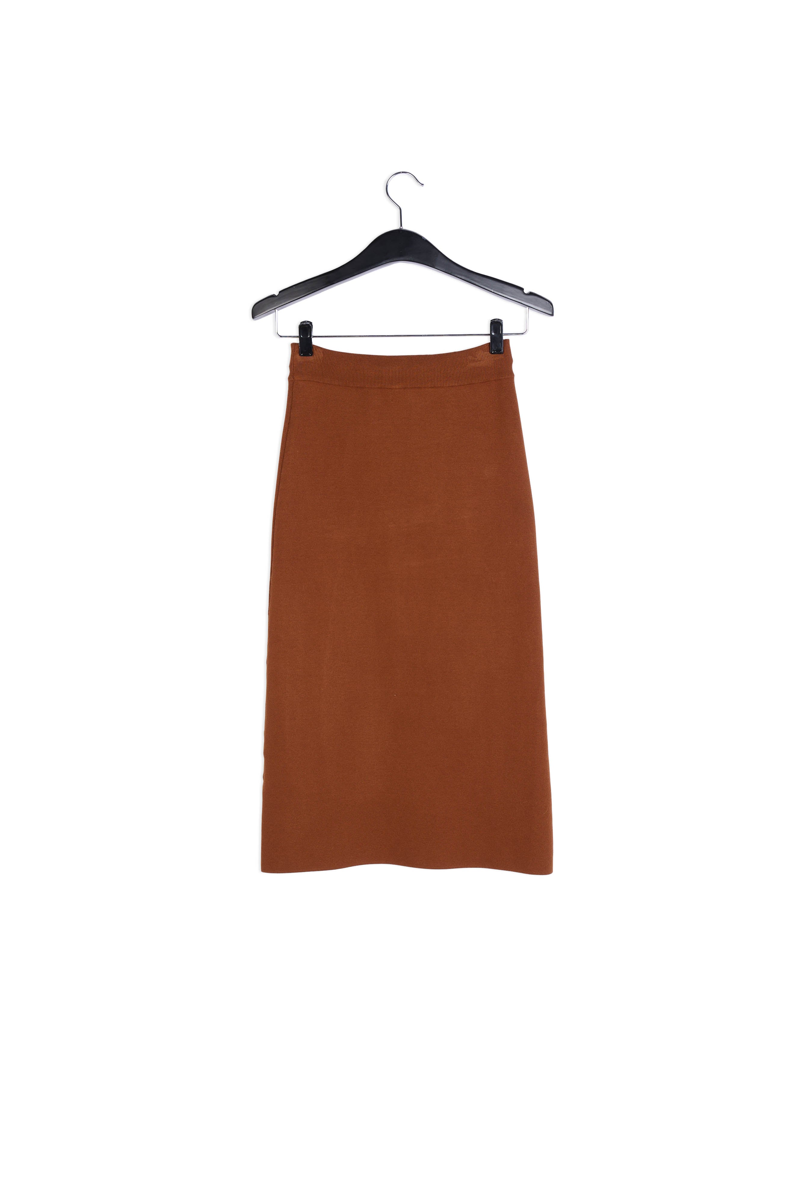 Jupe midi en tricot brun RE—SSENTIEL | Essentiel second hand