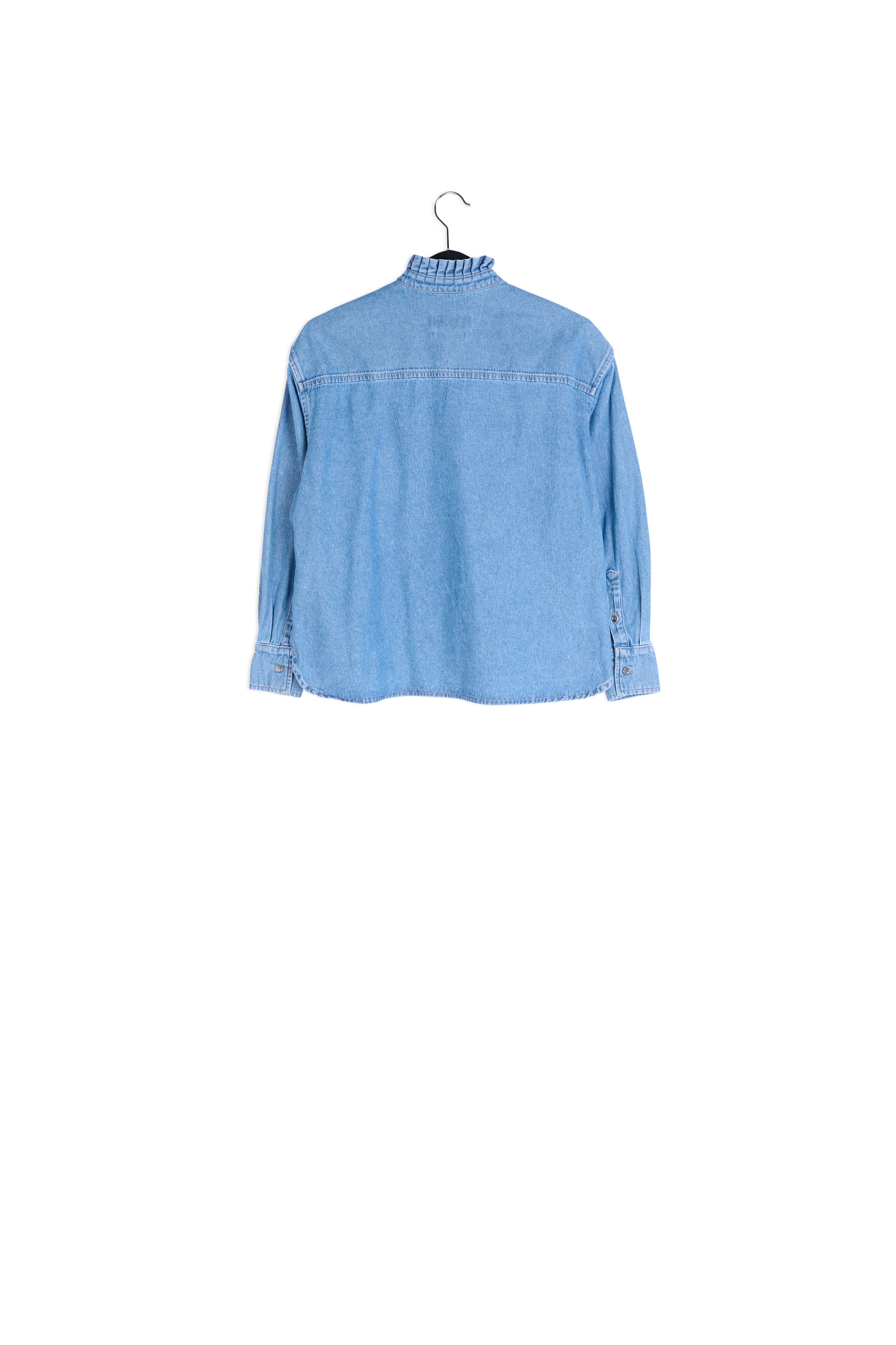 Blue denim shirt with frilled collar RE—SSENTIEL | Essentiel second hand