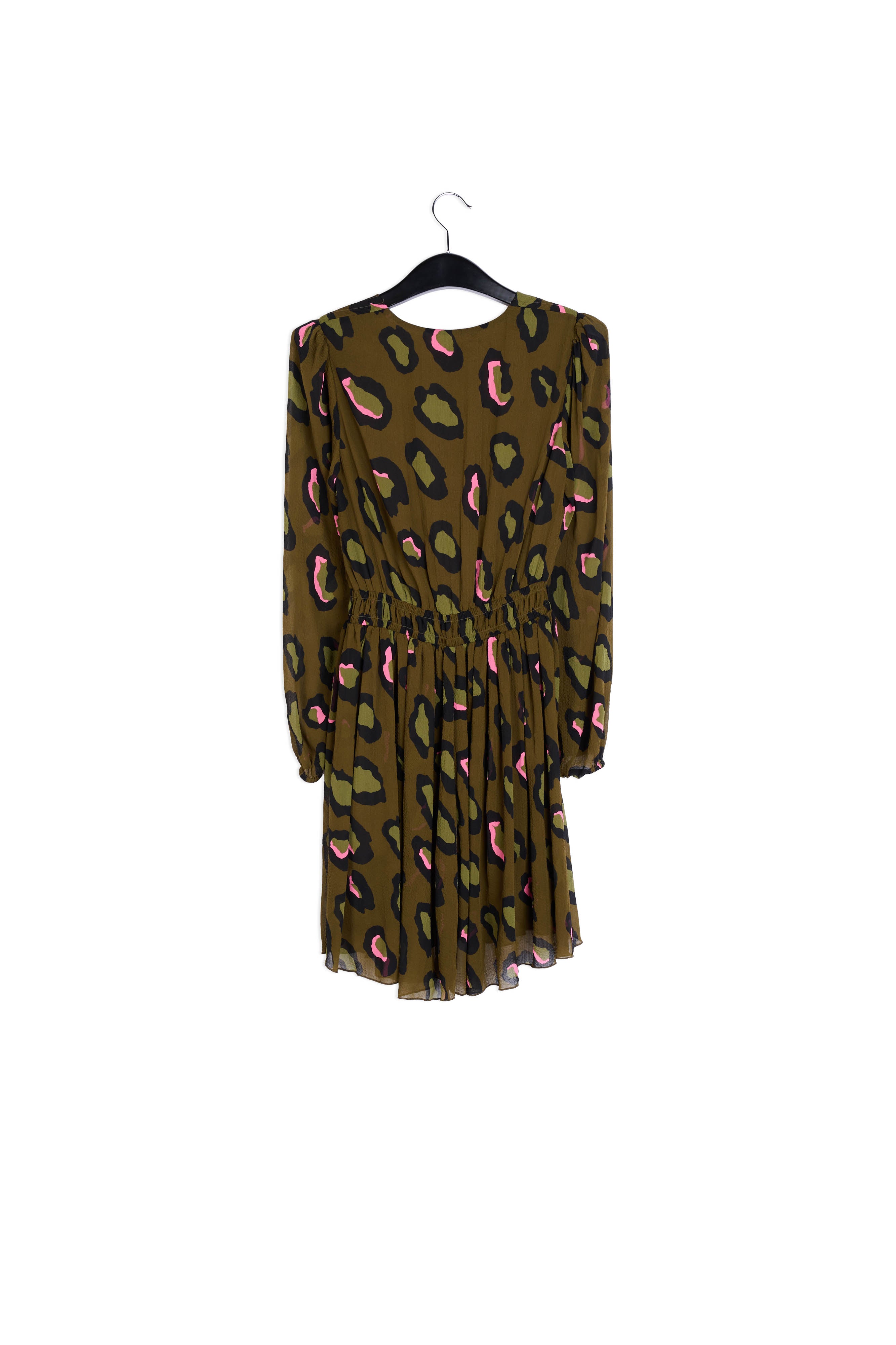 Khaki leopard-print mini dress RE—SSENTIEL | Essentiel second hand