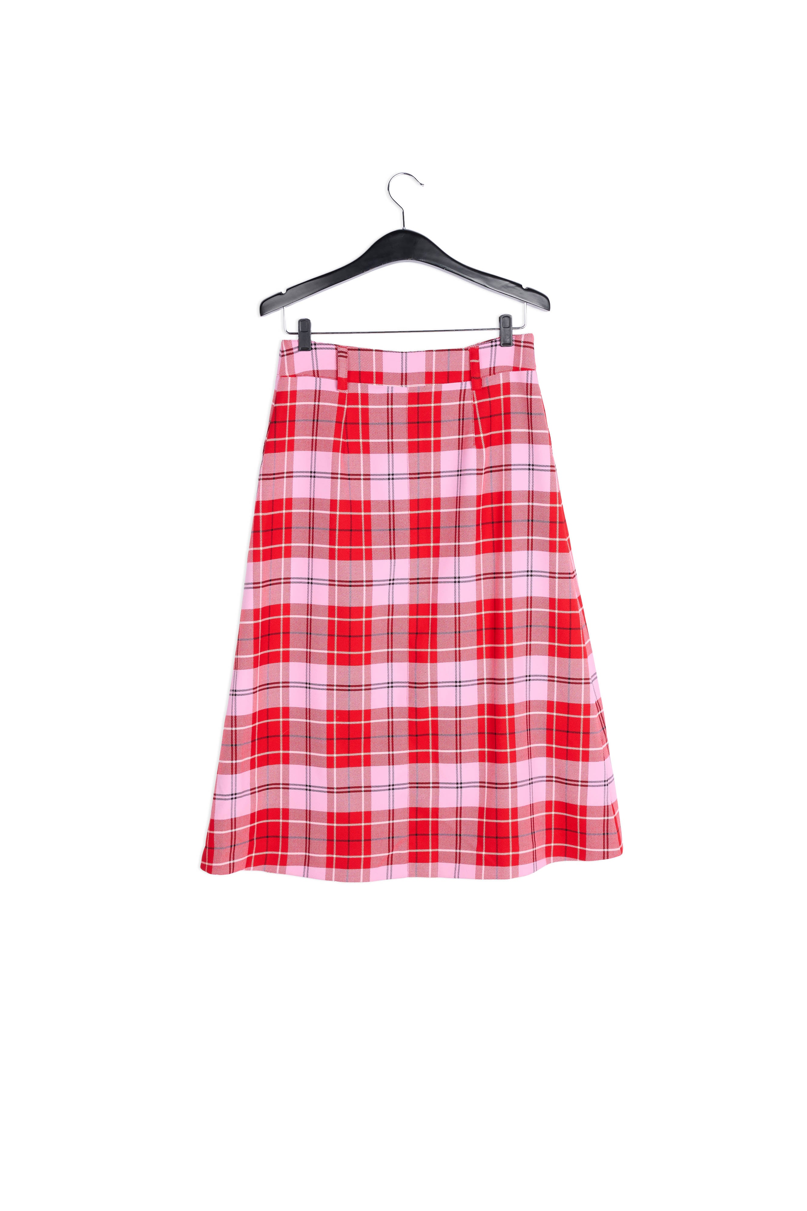 Red and pink check midi skirt RE—SSENTIEL | Essentiel second hand