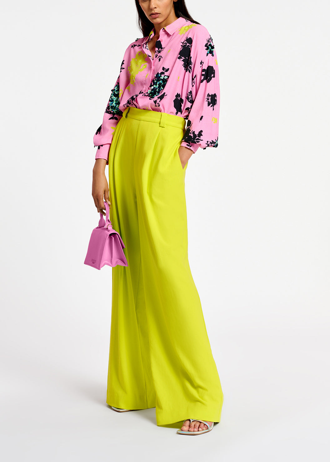 Chemise à imprimé fleuri rose, noir et jaune RE—SSENTIEL | Essentiel second hand