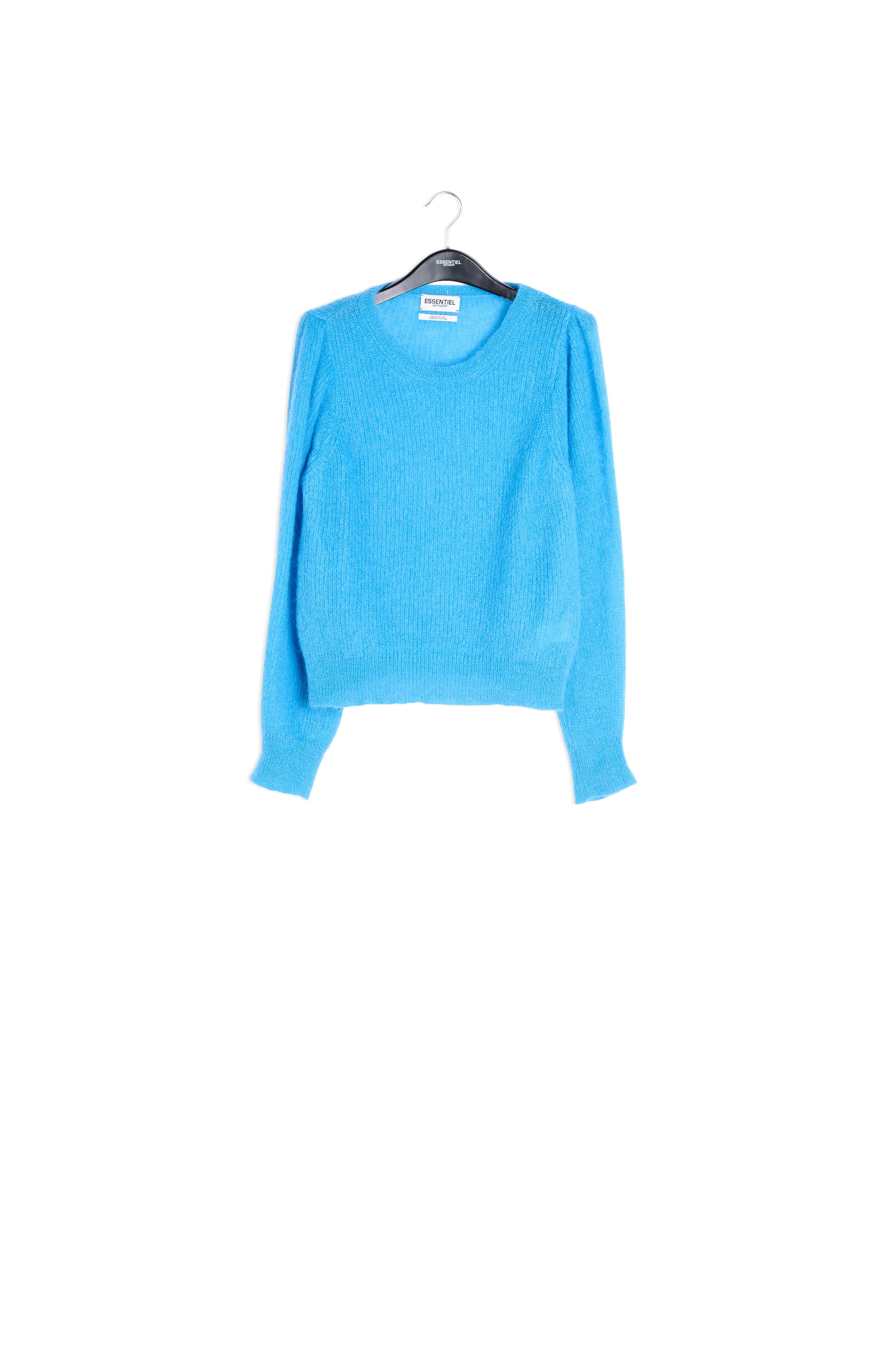 Blue mohair-blend knit sweater with puffed shoulders RE—SSENTIEL | Essentiel second hand