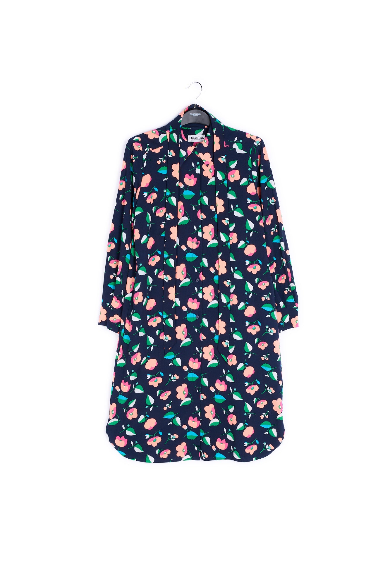 Navy blue floral shirt dress RE—SSENTIEL | Essentiel second hand