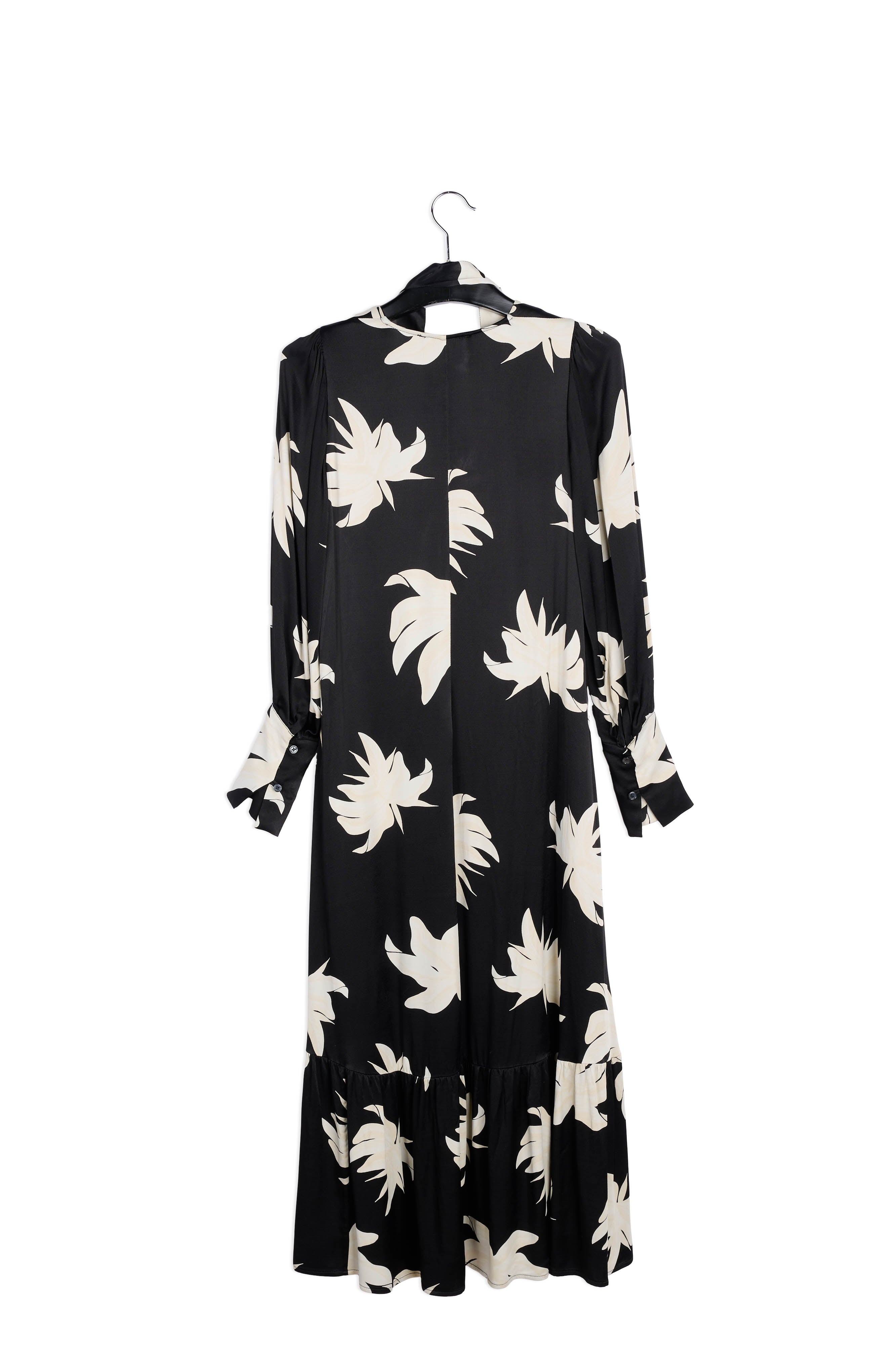 Black and off-white floral print maxi dress RE—SSENTIEL | Essentiel second hand