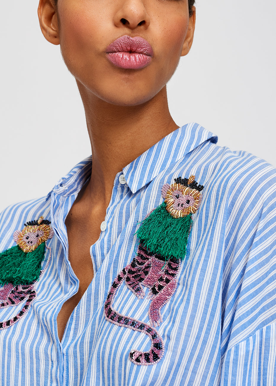 Striped shirt with monkey embroidery RE—SSENTIEL | Essentiel second hand