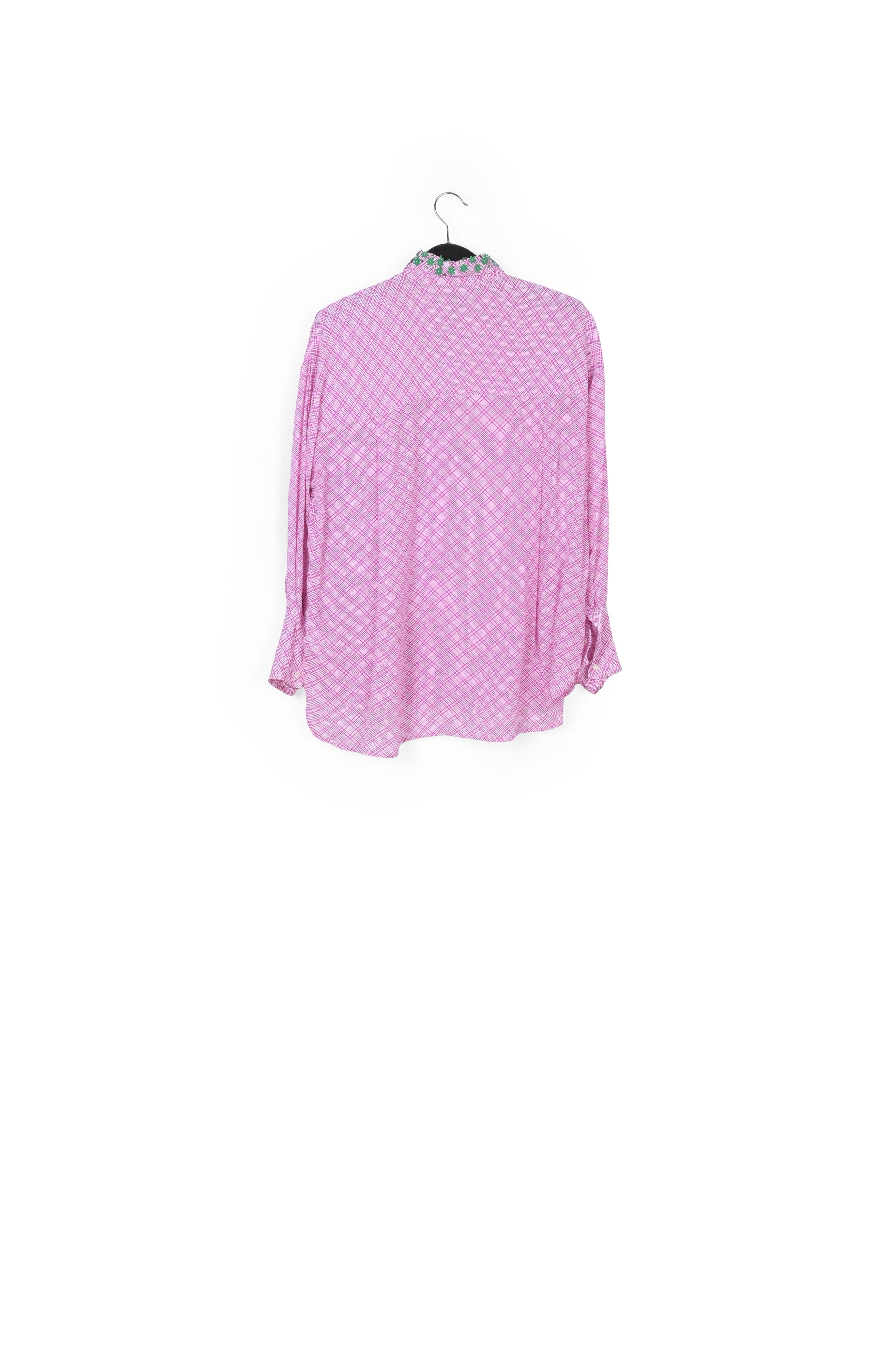 Pink and white check shirt with embellished collar RE—SSENTIEL | Essentiel second hand