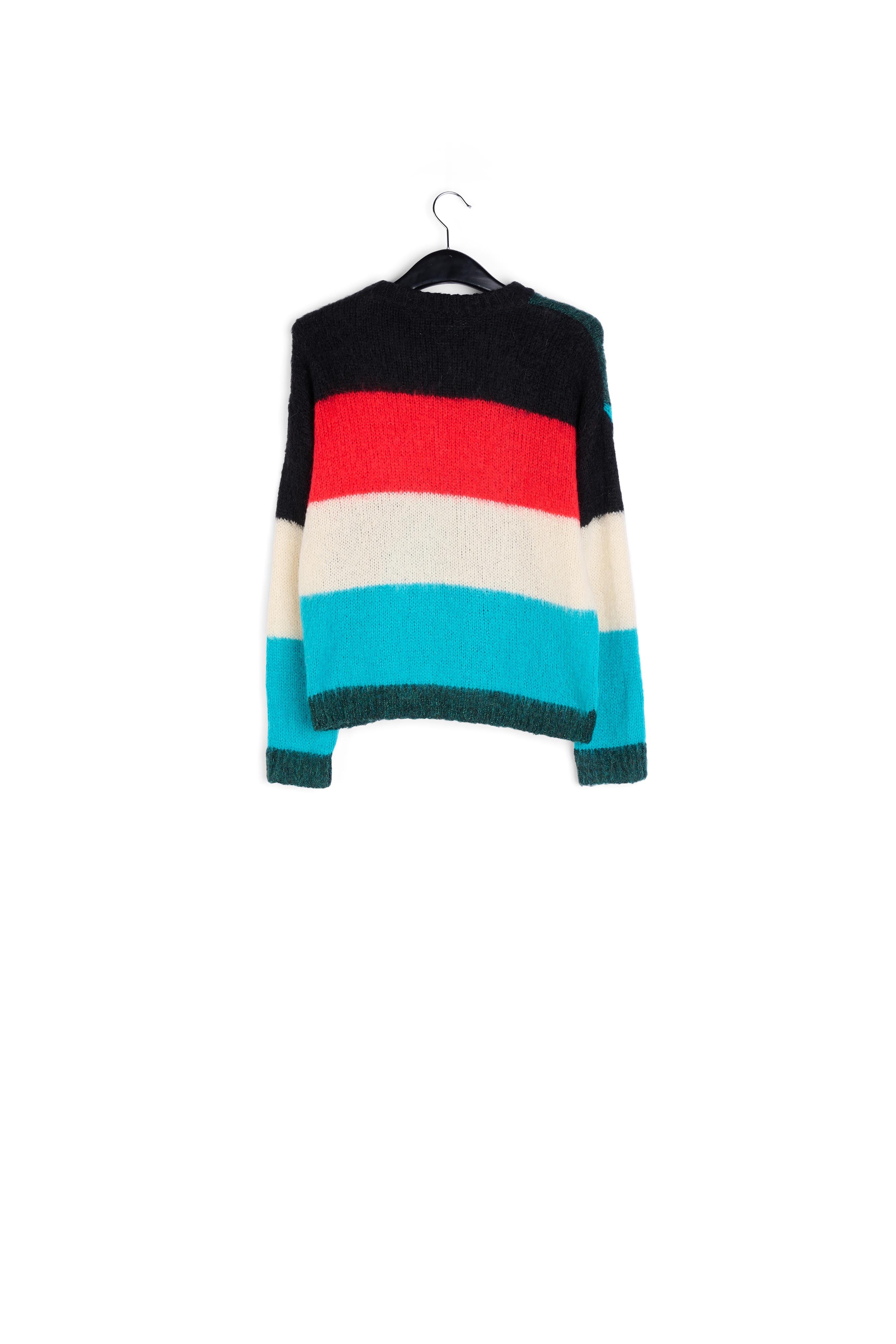 Dark green, blue and red intarsia-knitted sweater RE—SSENTIEL | Essentiel second hand