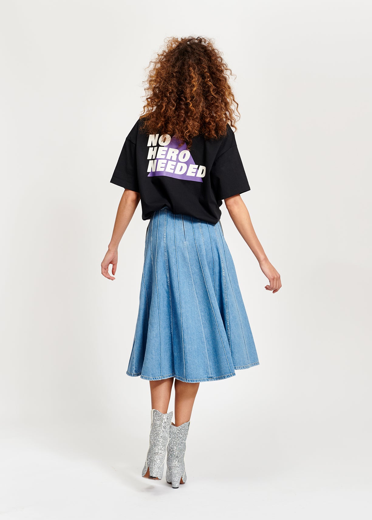 Black cotton 'No hero needed' T-shirt RE—SSENTIEL | Essentiel second hand
