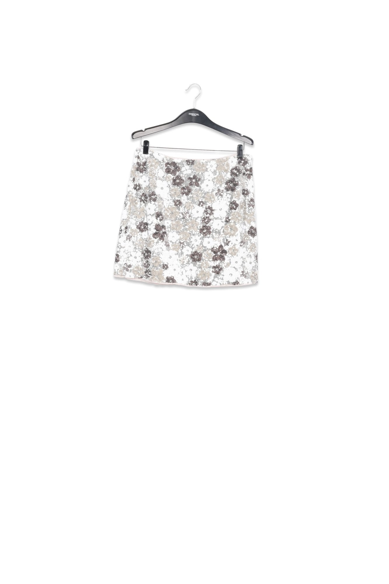 Silver and white sequin-embellished mini skirt RE—SSENTIEL | Essentiel second hand