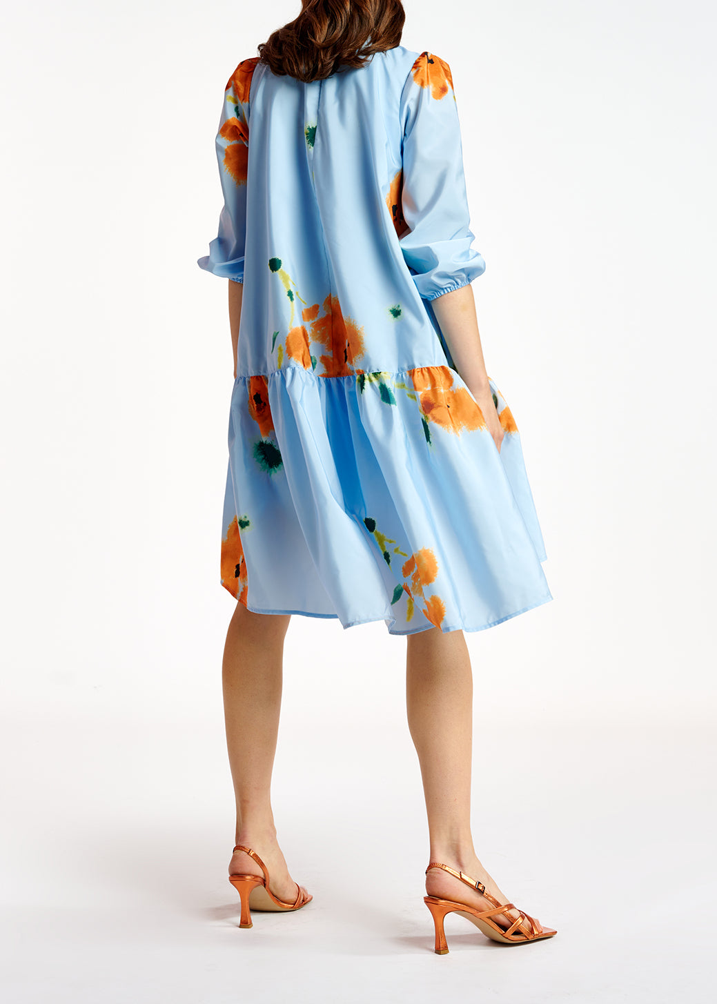 Blue floral print oversized mini dress RE—SSENTIEL | Essentiel second hand