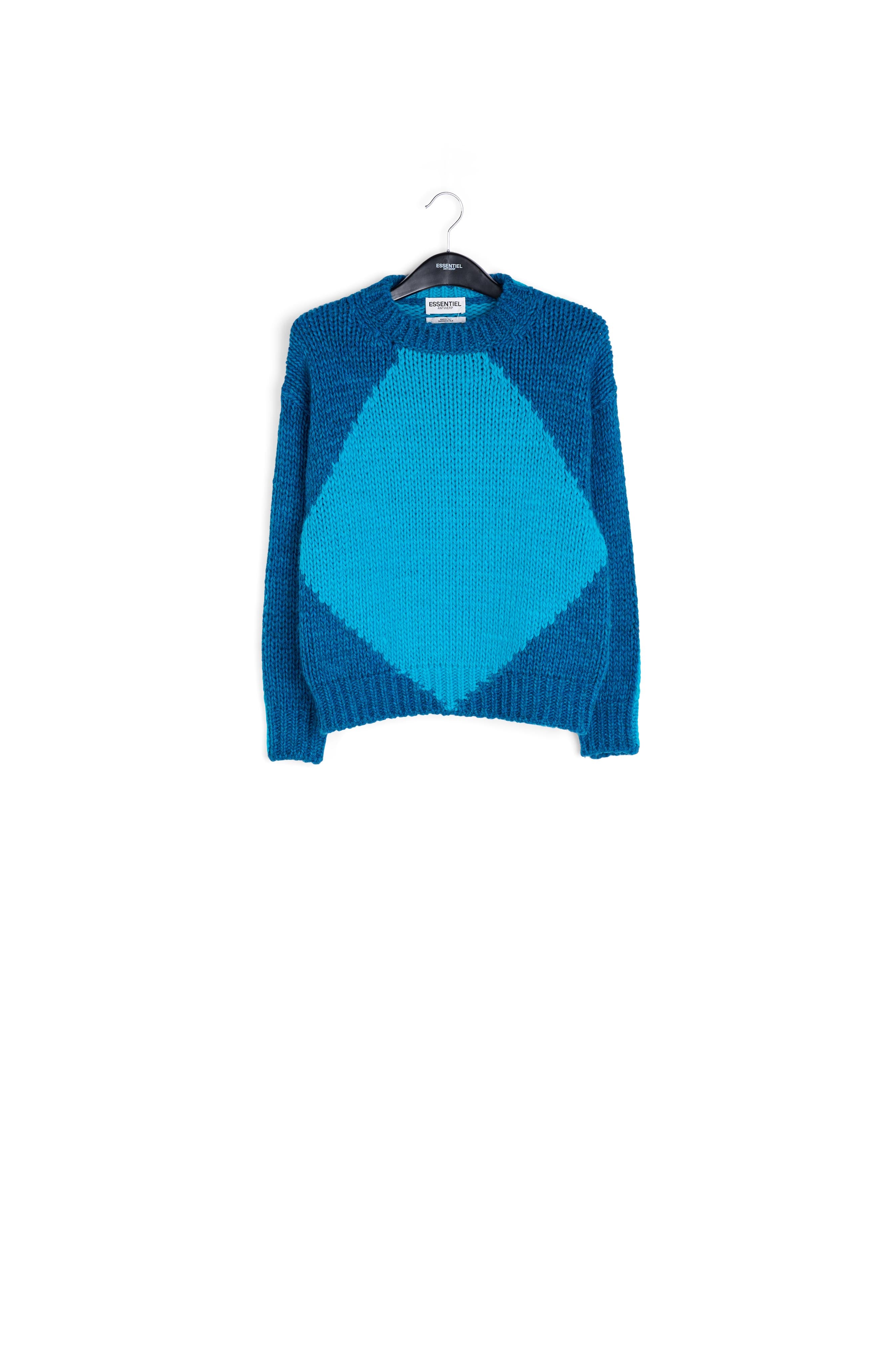 Blue and dark blue chunky knit sweater RE—SSENTIEL | Essentiel second hand