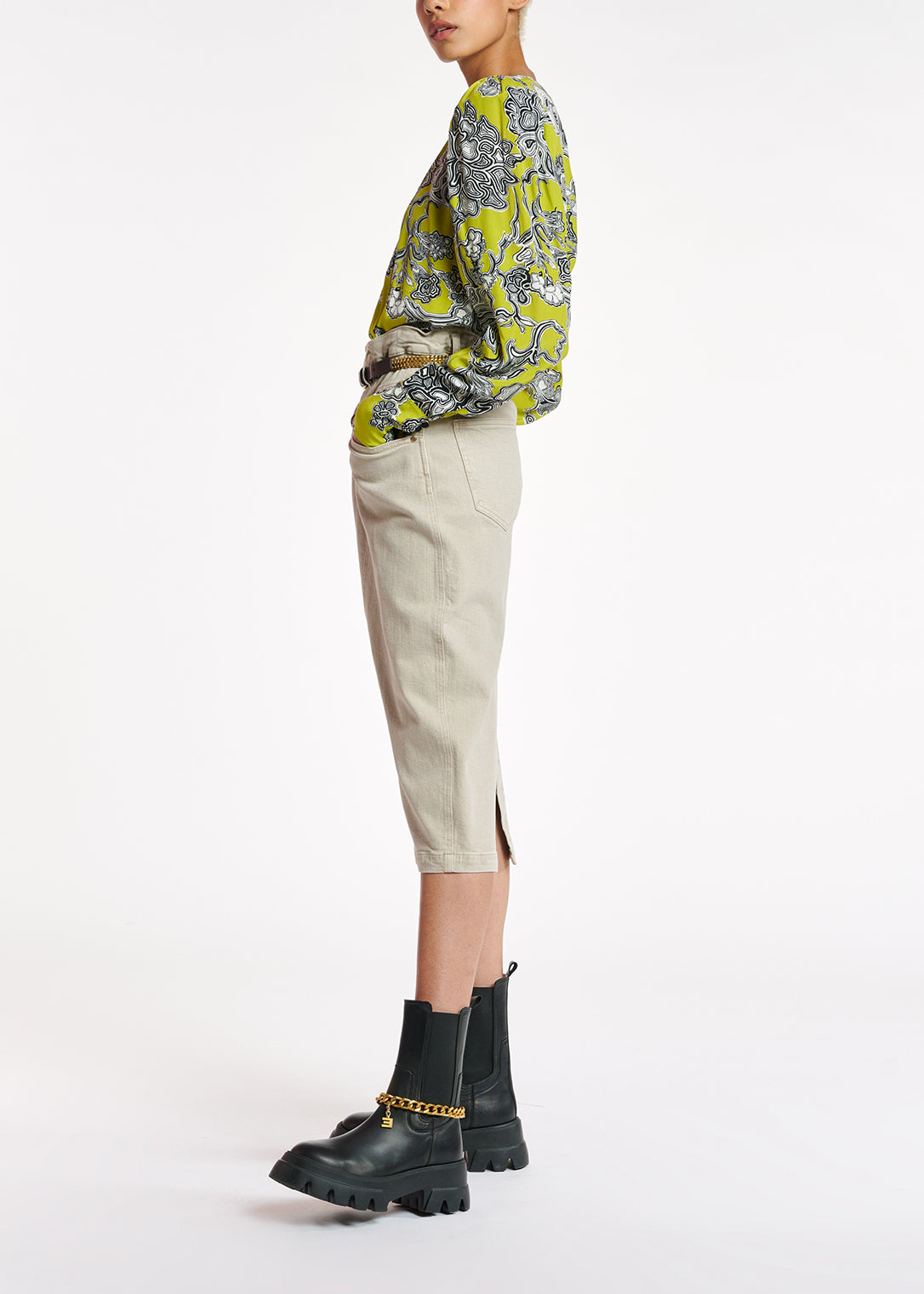 Lime green floral-print top RE—SSENTIEL | Essentiel second hand