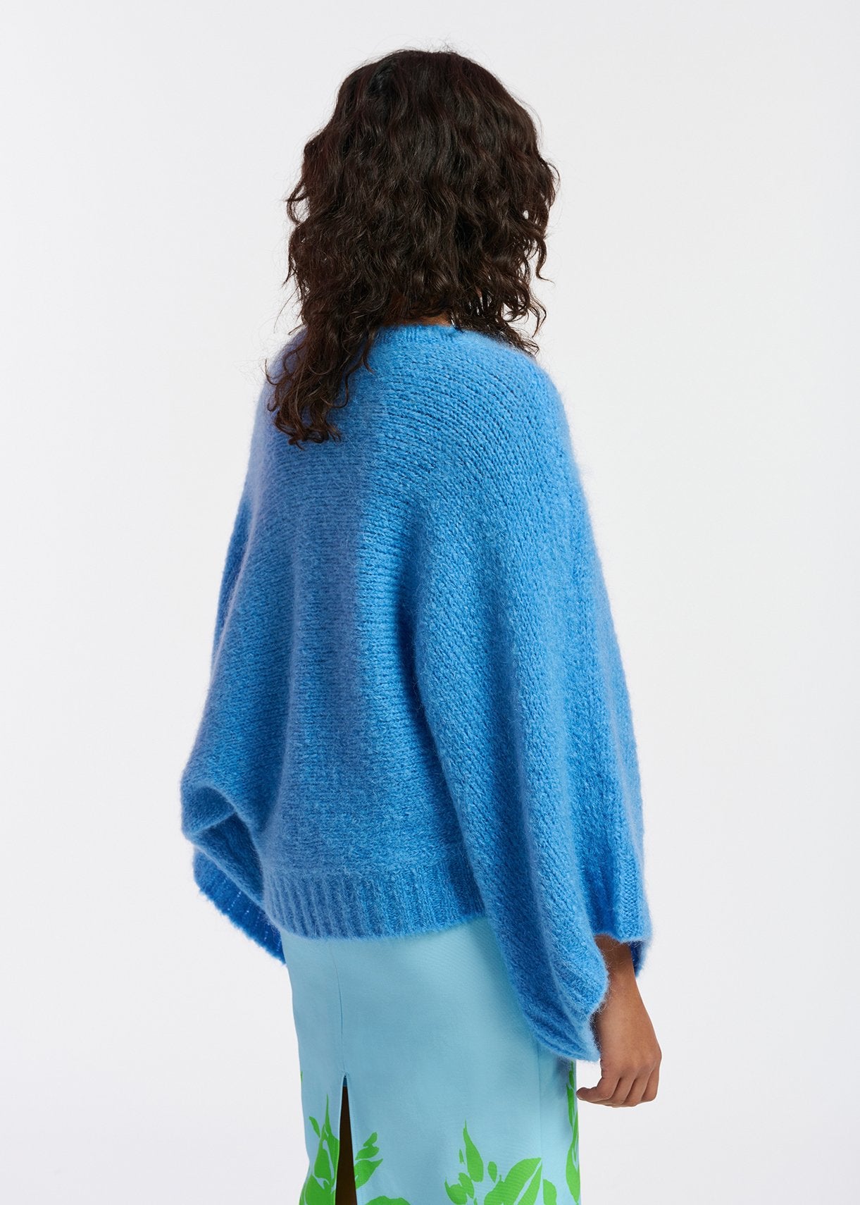 Blue knit sweater with cape effect RE—SSENTIEL | Essentiel second hand