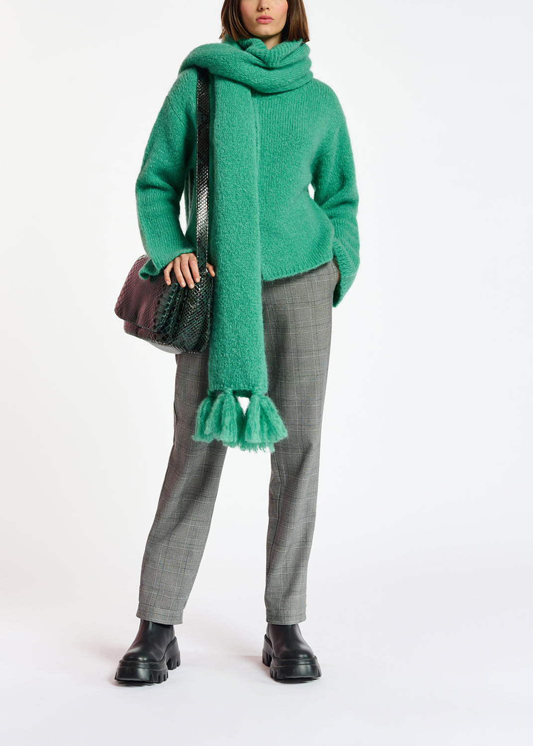 Teal mohair-blend turtleneck sweater RE—SSENTIEL | Essentiel second hand