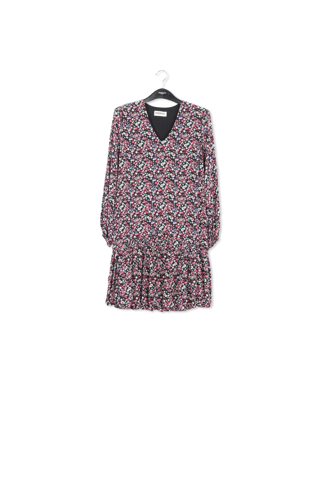 Black floral-print mini dress RE—SSENTIEL | Essentiel second hand
