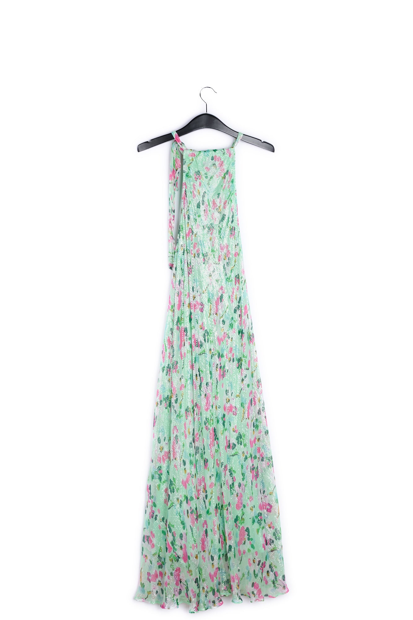 Mint green floral-print halterneck maxi dress RE—SSENTIEL | Essentiel second hand