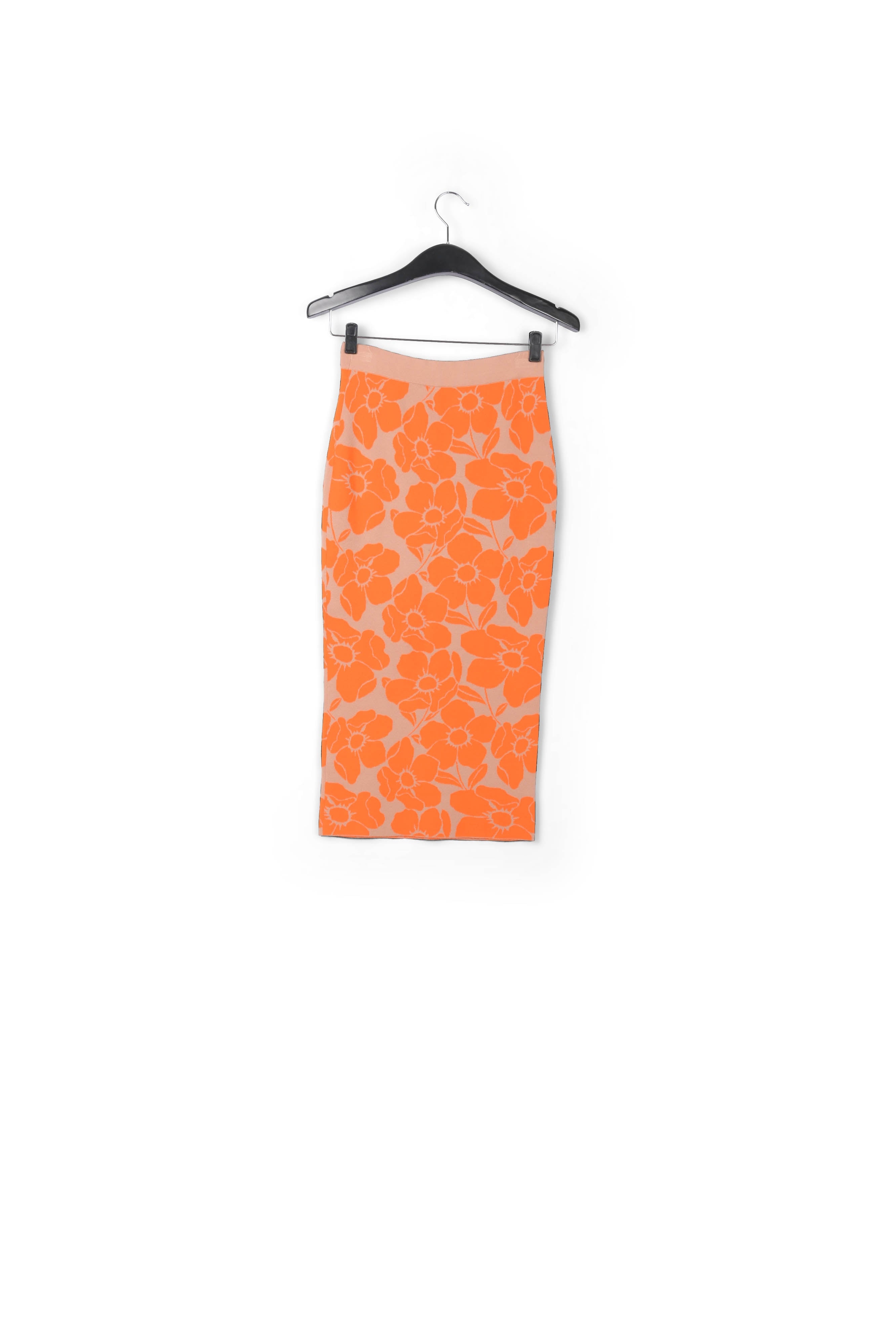 Beige and orange floral jacquard-knit midi skirt RE—SSENTIEL | Essentiel second hand