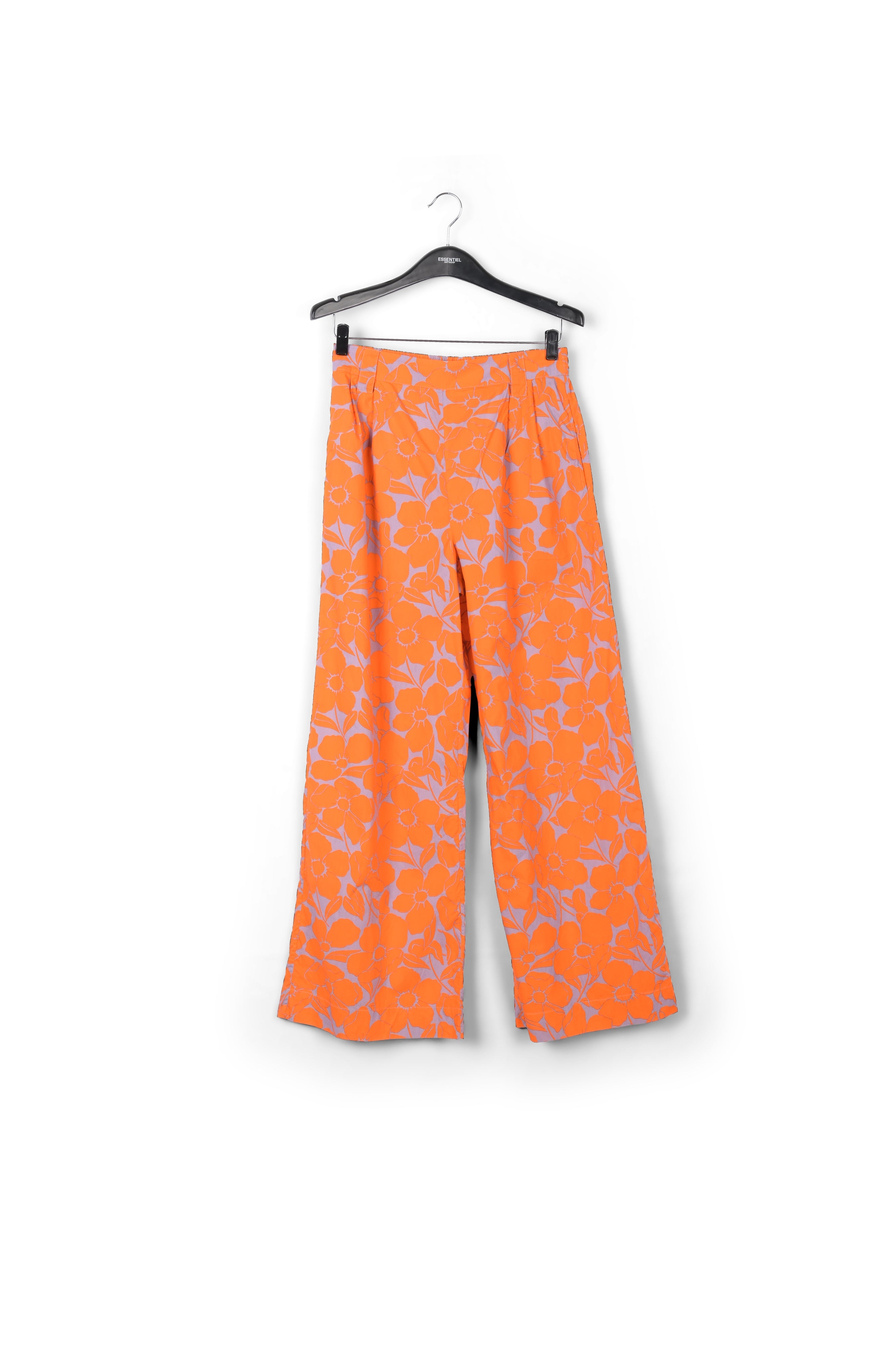 Lilac and orange cotton wide-leg pants with floral print RE—SSENTIEL | Essentiel second hand