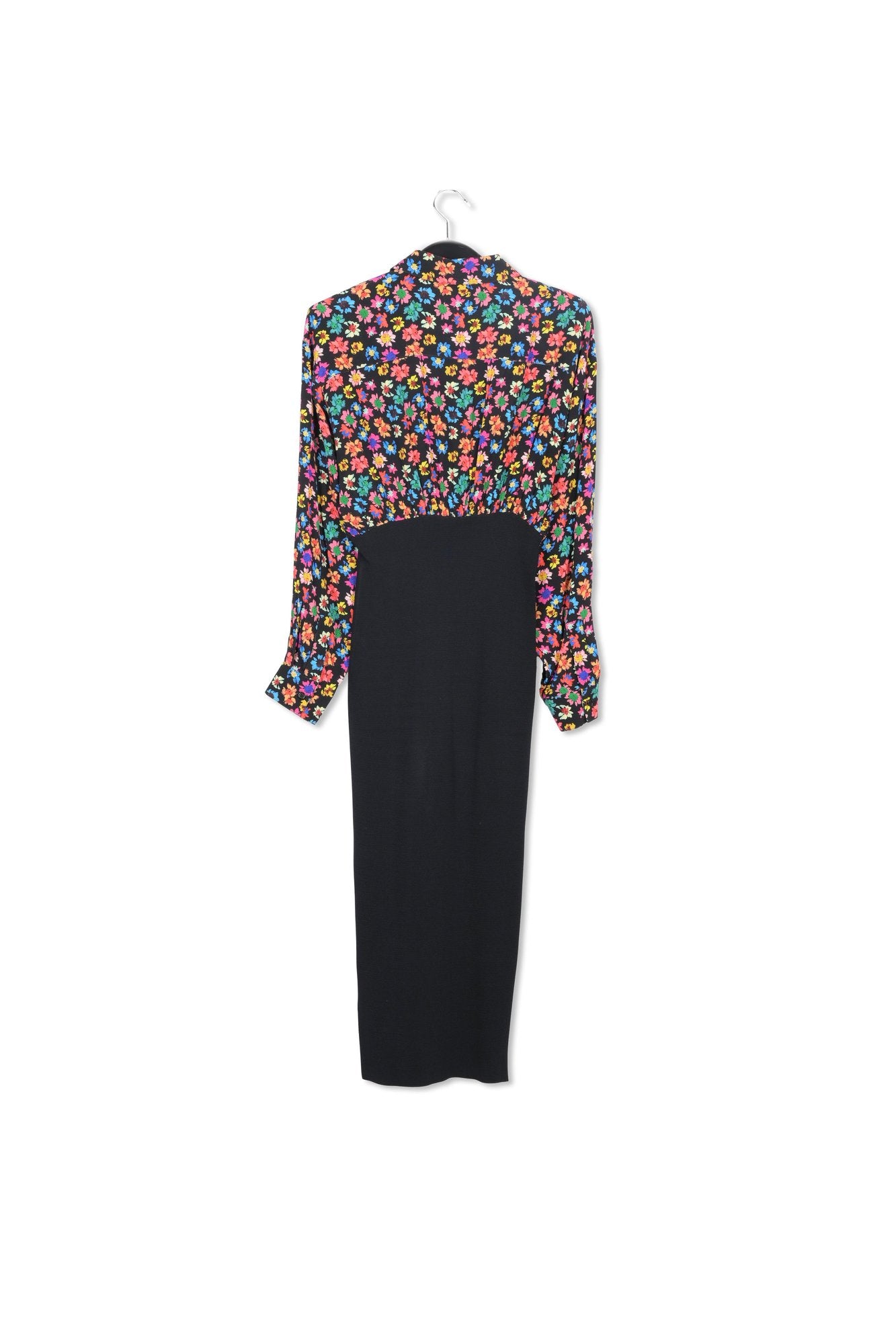 Black floral-print and rib-knitted midi dress RE—SSENTIEL | Essentiel second hand