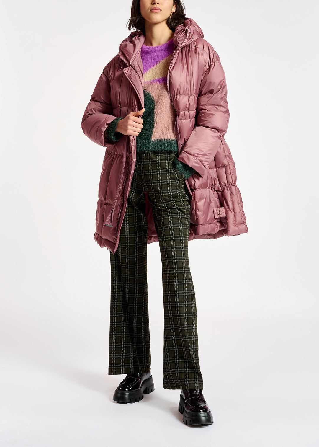 Vintage pink hooded puffer coat RE—SSENTIEL | Essentiel second hand