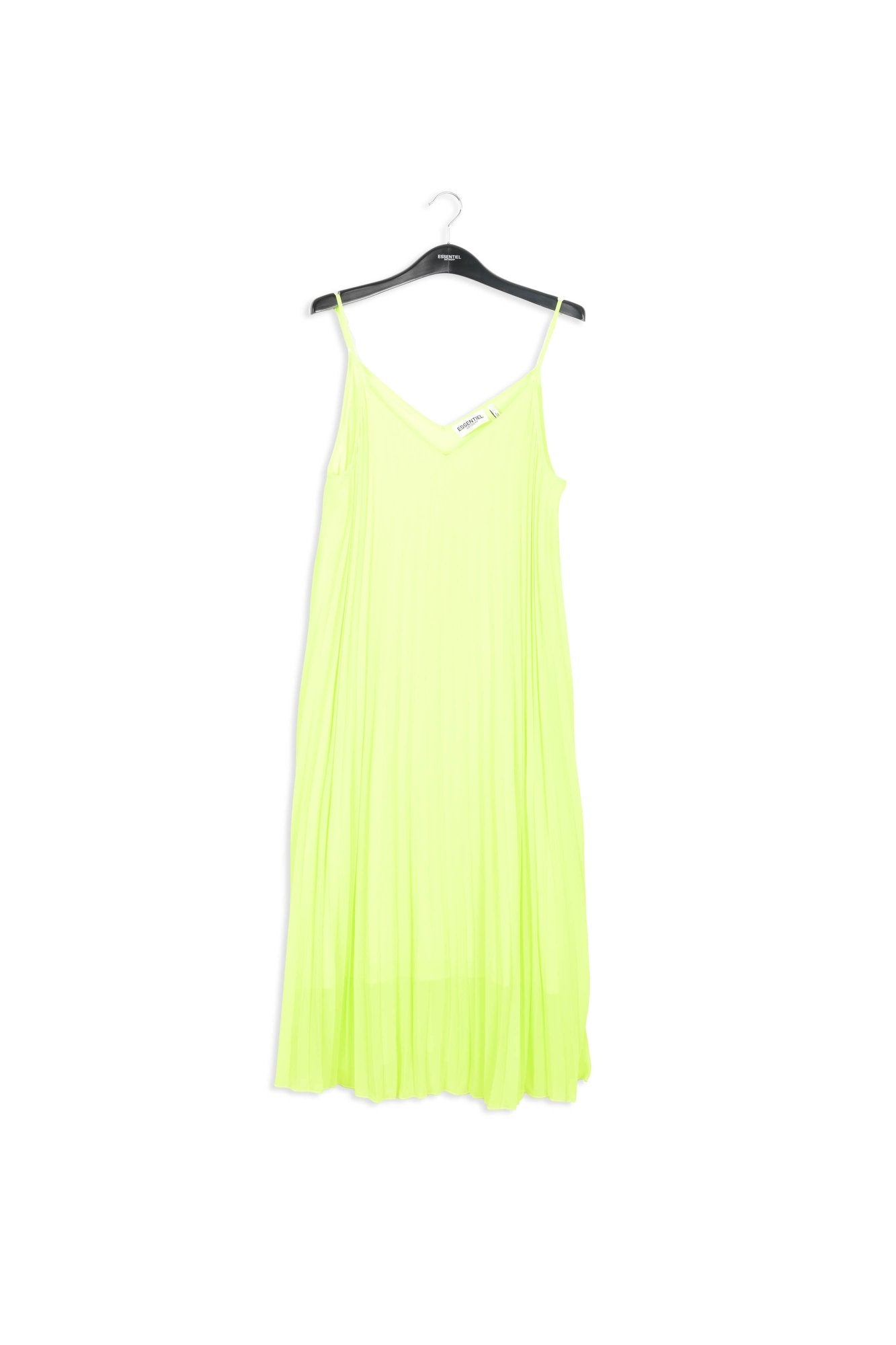 Neon yellow plissé midi-length slip dress RE—SSENTIEL | Essentiel second hand
